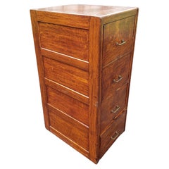 1920s 4-Drawer Solid Oak Filing Cabinet