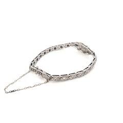 1920s-40s 18K White Gold and Plat. Top Diamond .70 and Sapphire .20 Bracelet