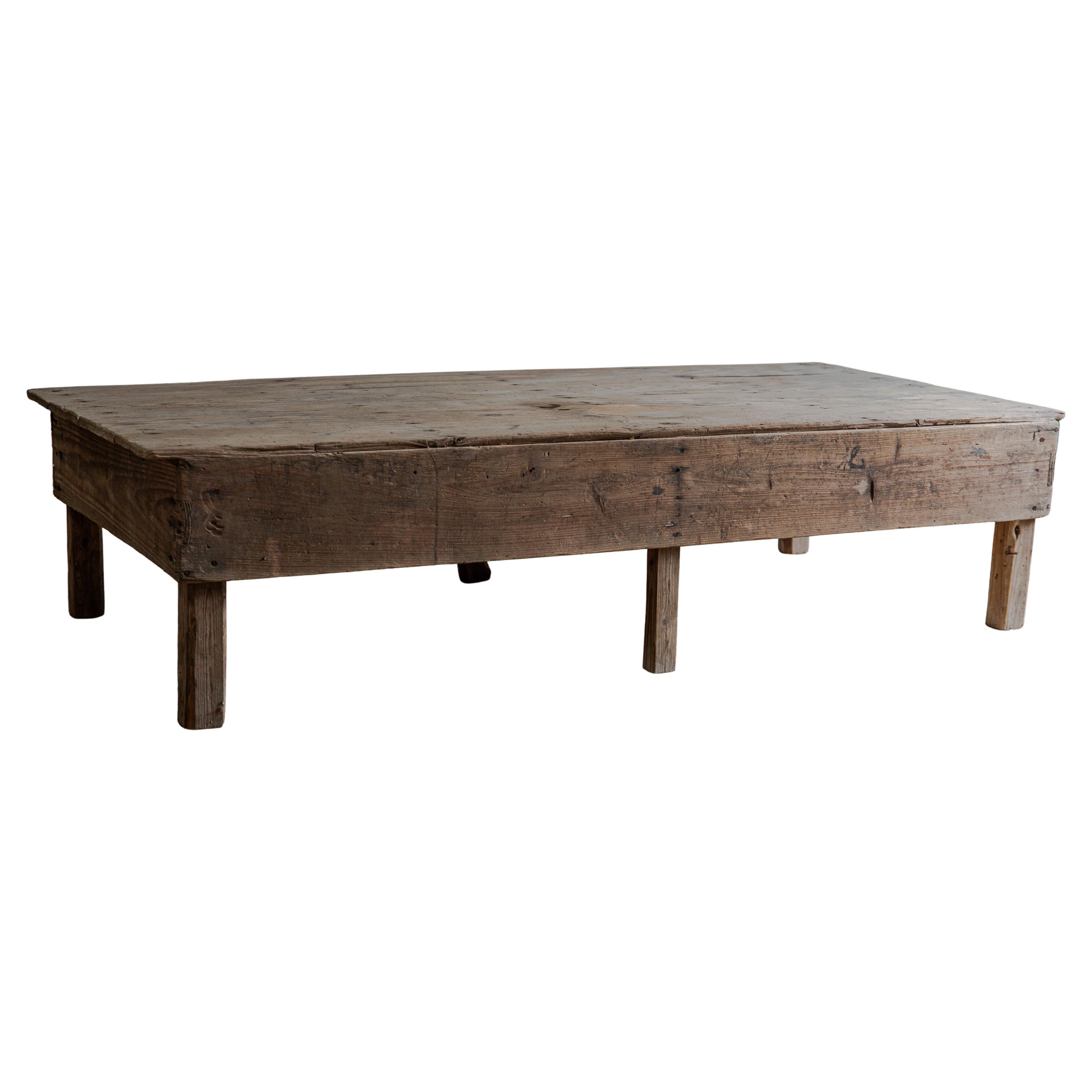 1920s-40s Japanese vintage large low table or bench. Wabi sabi japandi