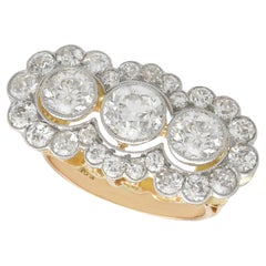1920s 4.59 Carat Diamond Yellow Gold Platinum Set Cluster Ring