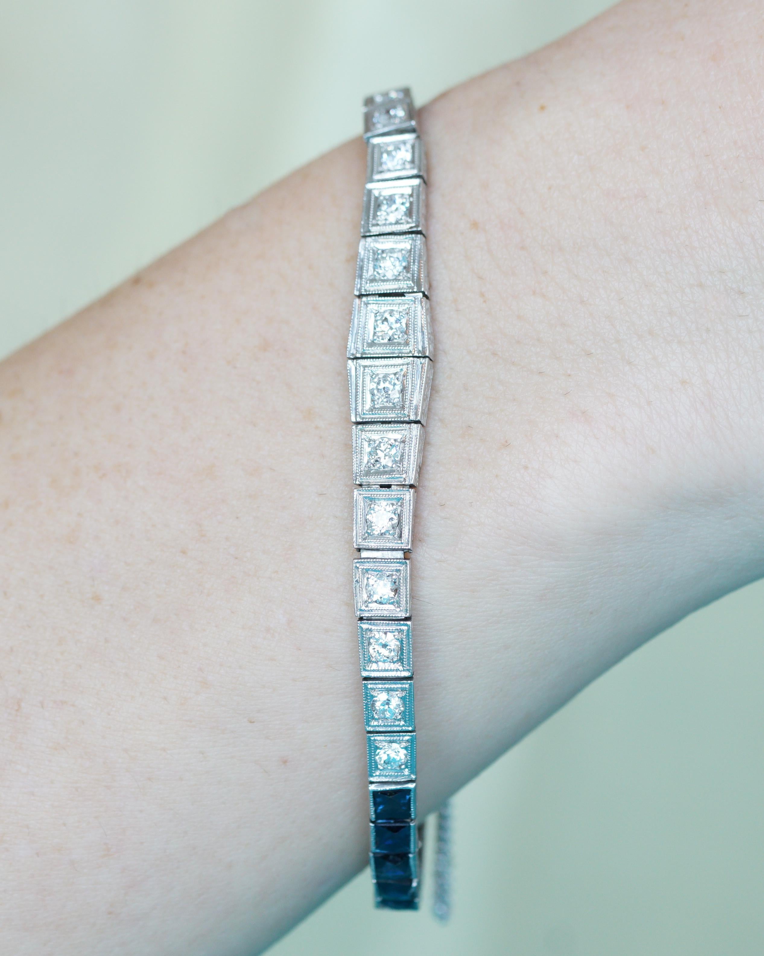 1920s 5 Carat Sapphire and 2 Carat Diamond Platinum Bracelet 6