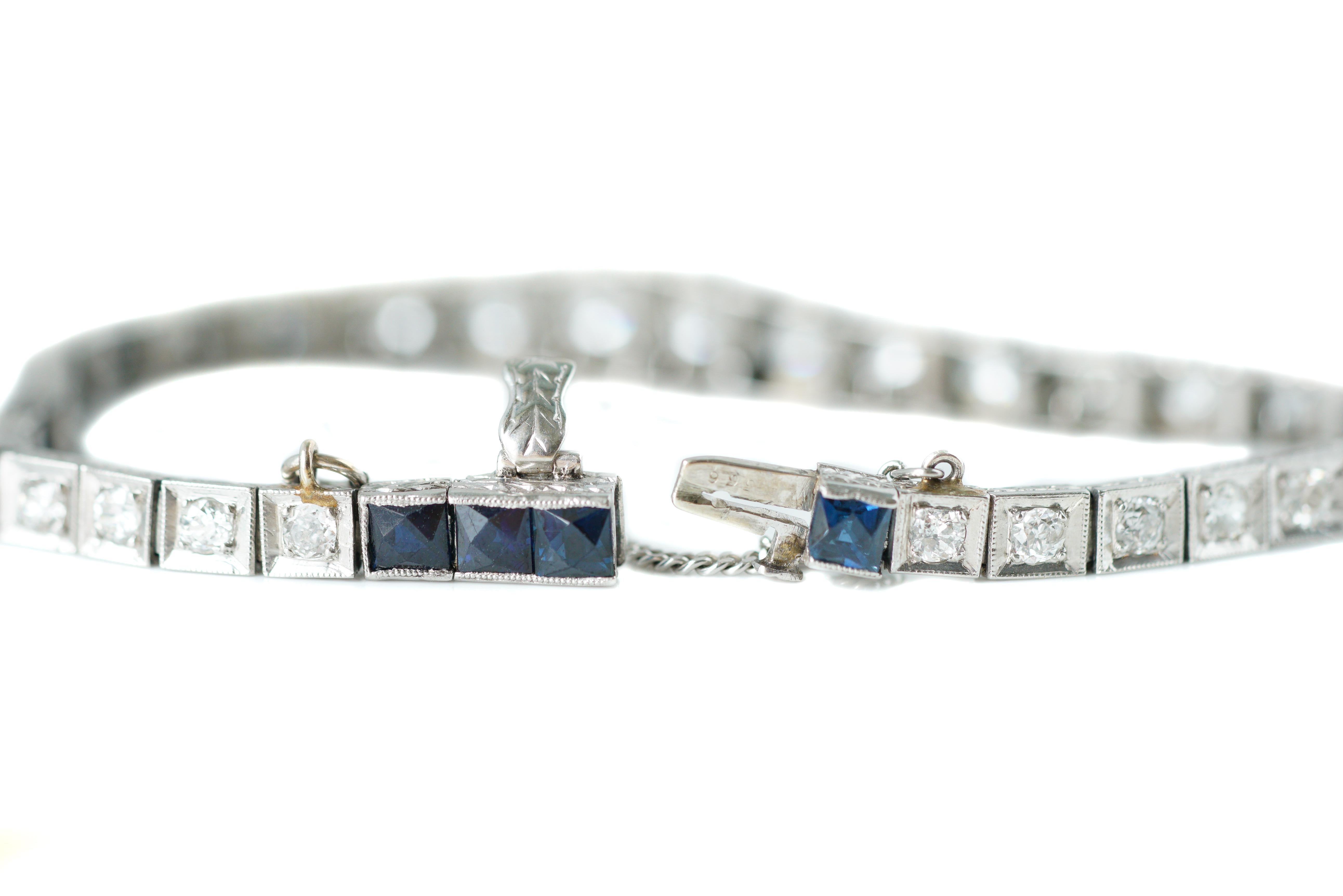 1920s 5 Carat Sapphire and 2 Carat Diamond Platinum Bracelet 1