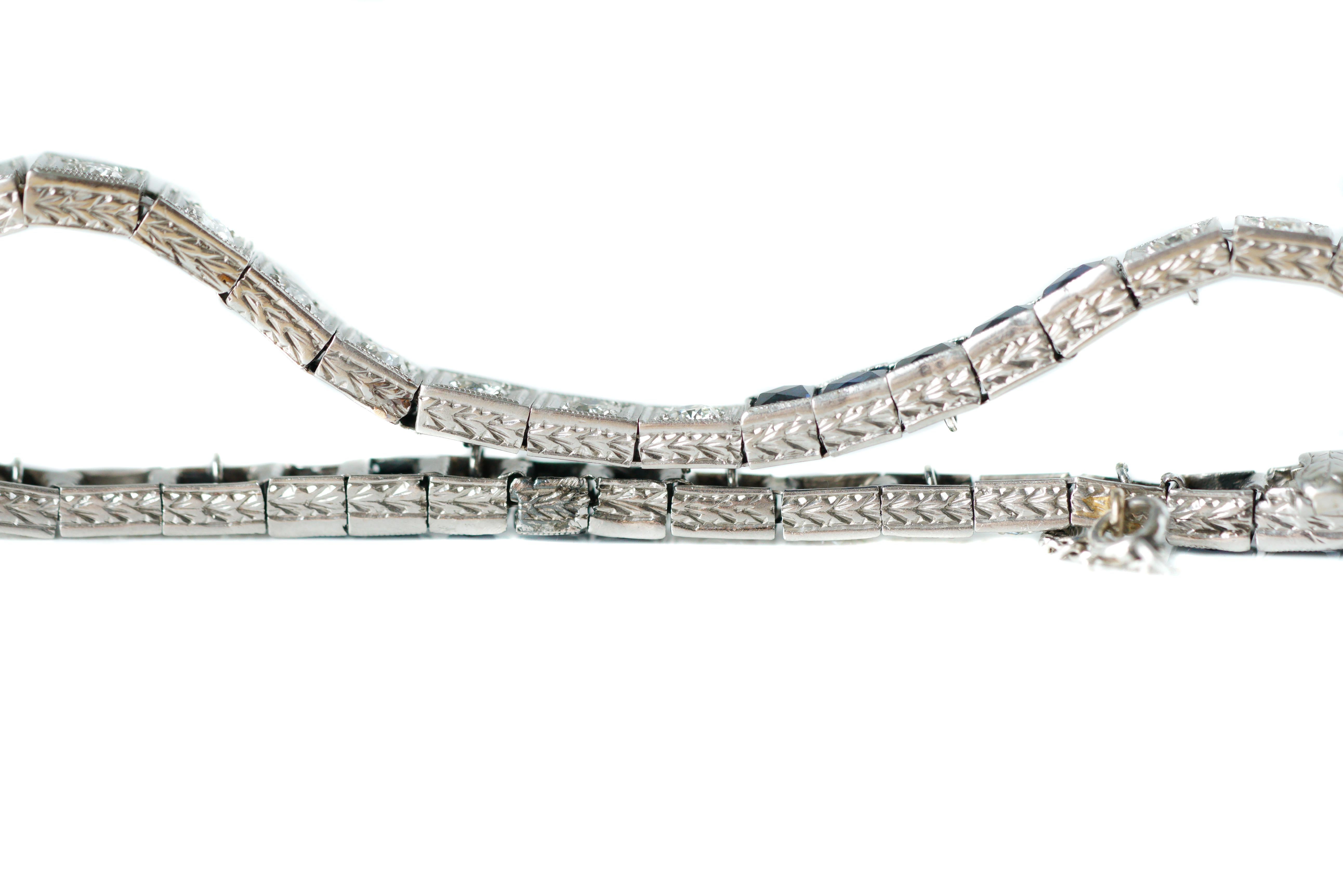 1920s 5 Carat Sapphire and 2 Carat Diamond Platinum Bracelet 2