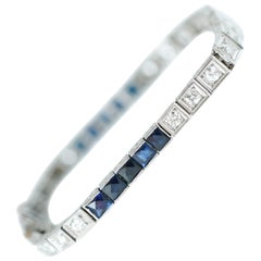 1920s 5 Carat Sapphire and 2 Carat Diamond Platinum Bracelet