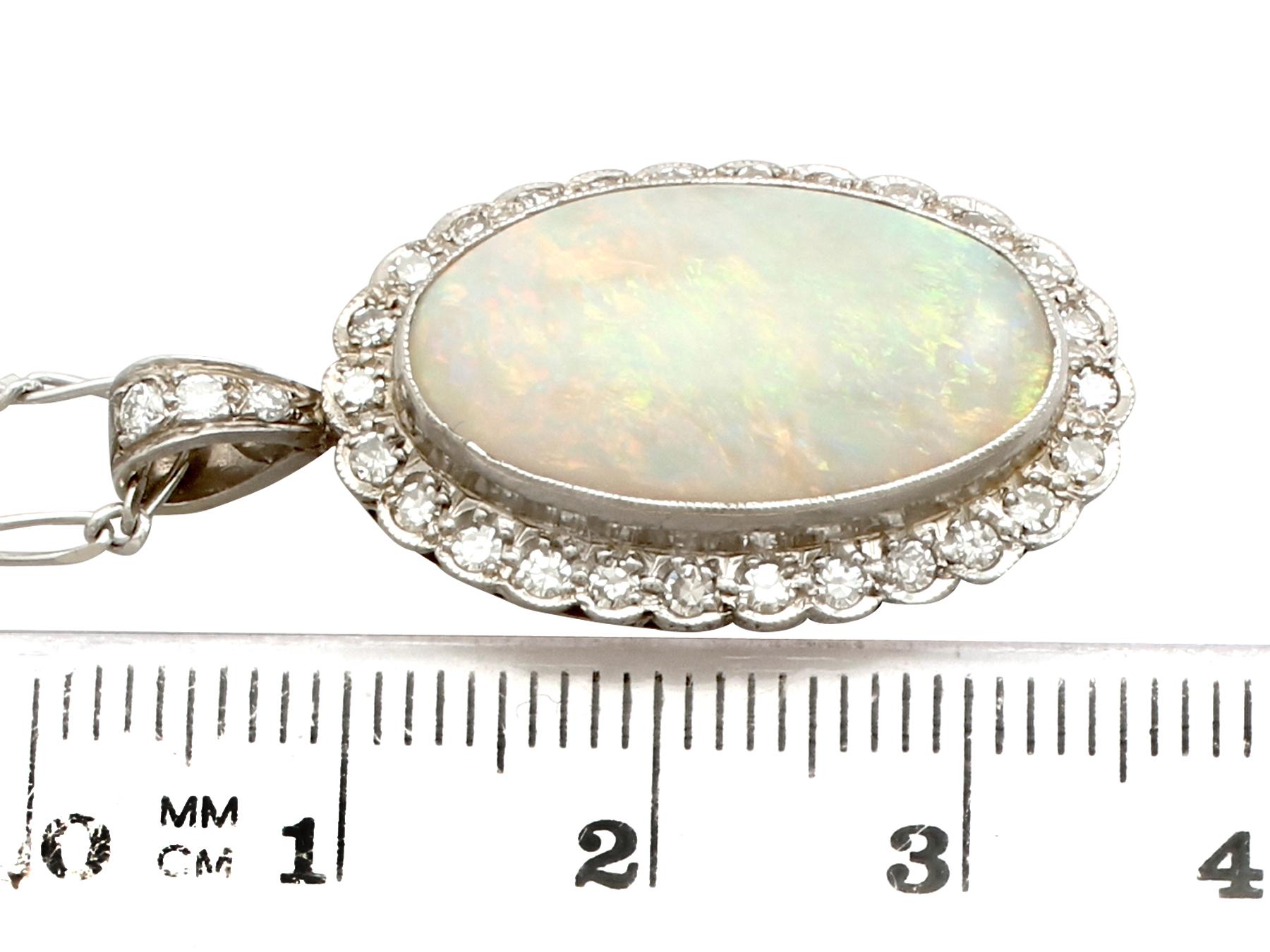 1920s 8.18 Carat Opal and Diamond Earring and Pendant Set For Sale 4