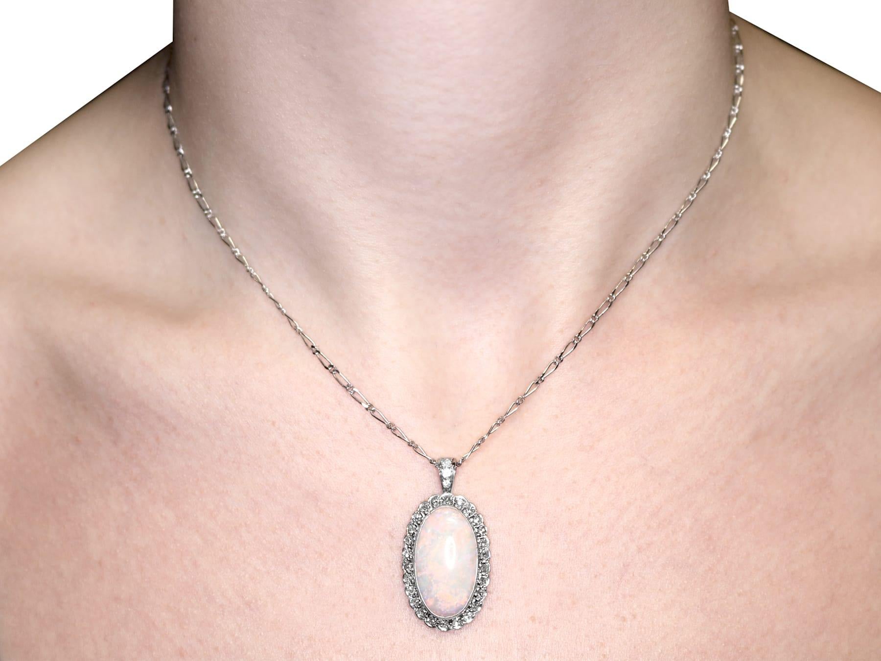 1920s 8.18 Carat Opal and Diamond Earring and Pendant Set For Sale 5