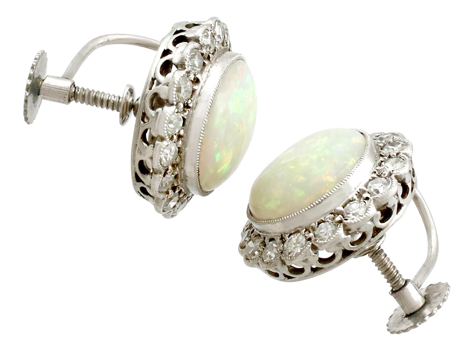 1920s 8.18 Carat Opal and Diamond Earring and Pendant Set For Sale 1