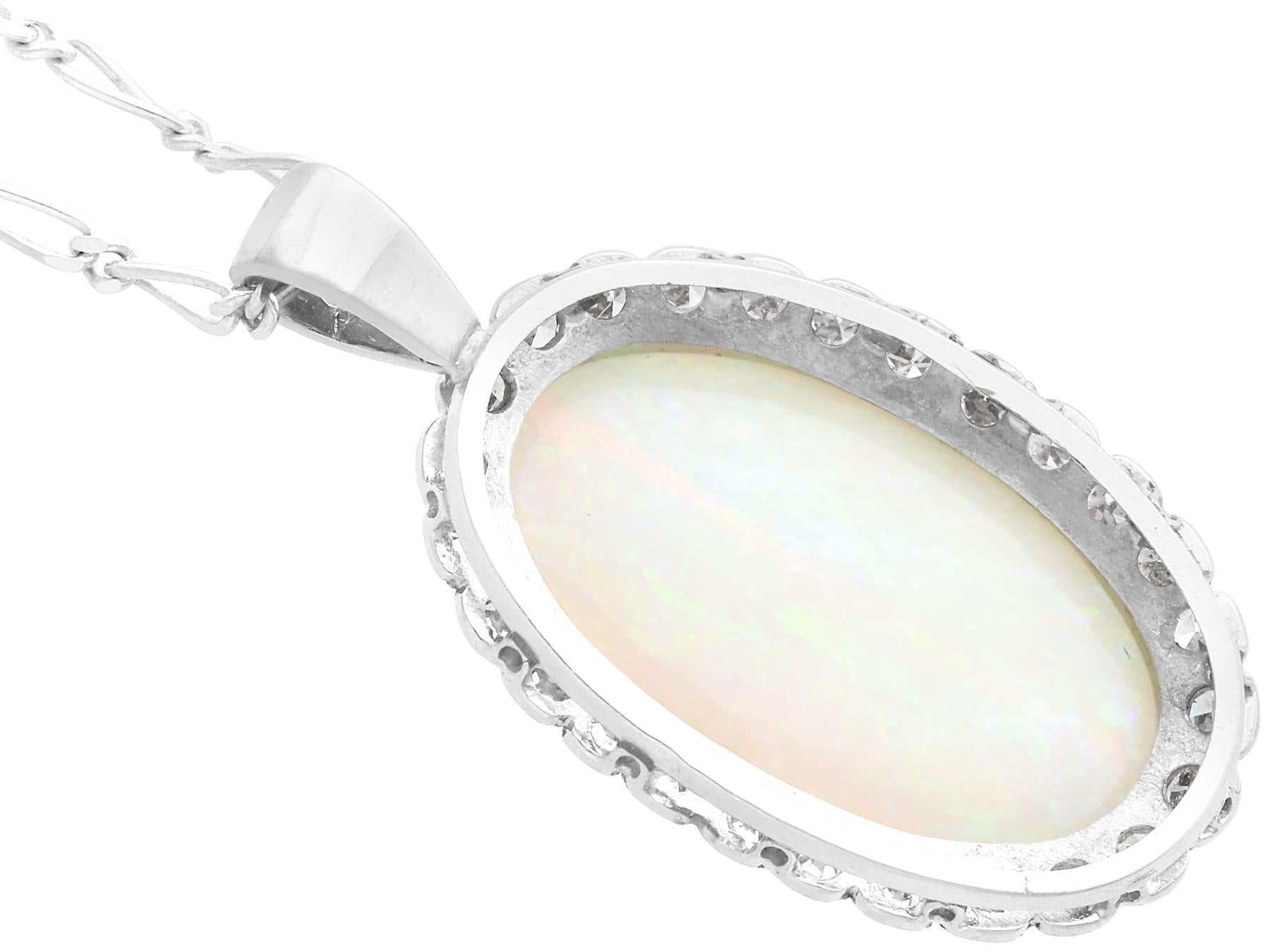 1920s 8.18 Carat Opal and Diamond Earring and Pendant Set For Sale 1