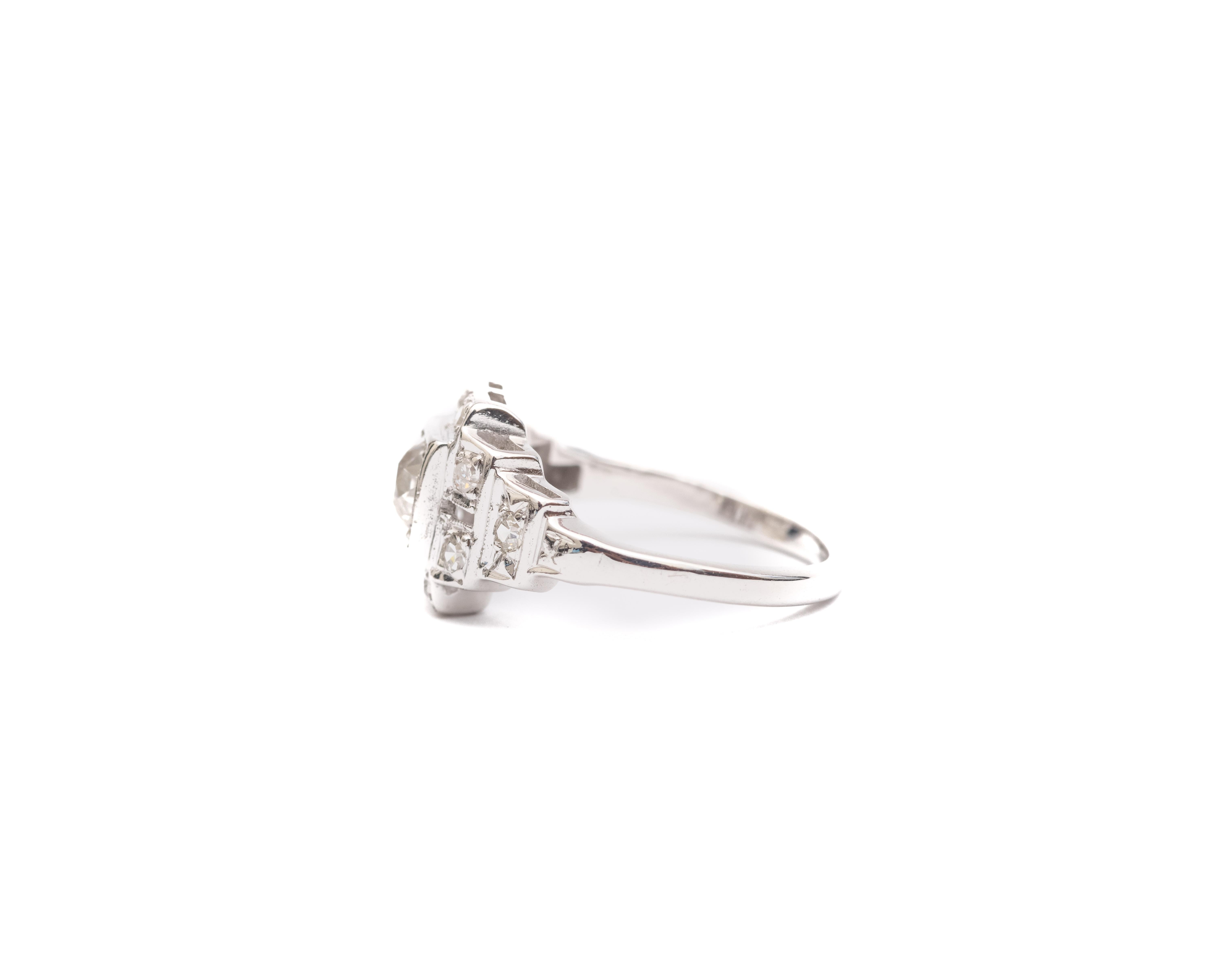 Art Deco 1920s .85 Carat Total Diamond Engagement Ring, 14 Karat Gold and Platinum For Sale