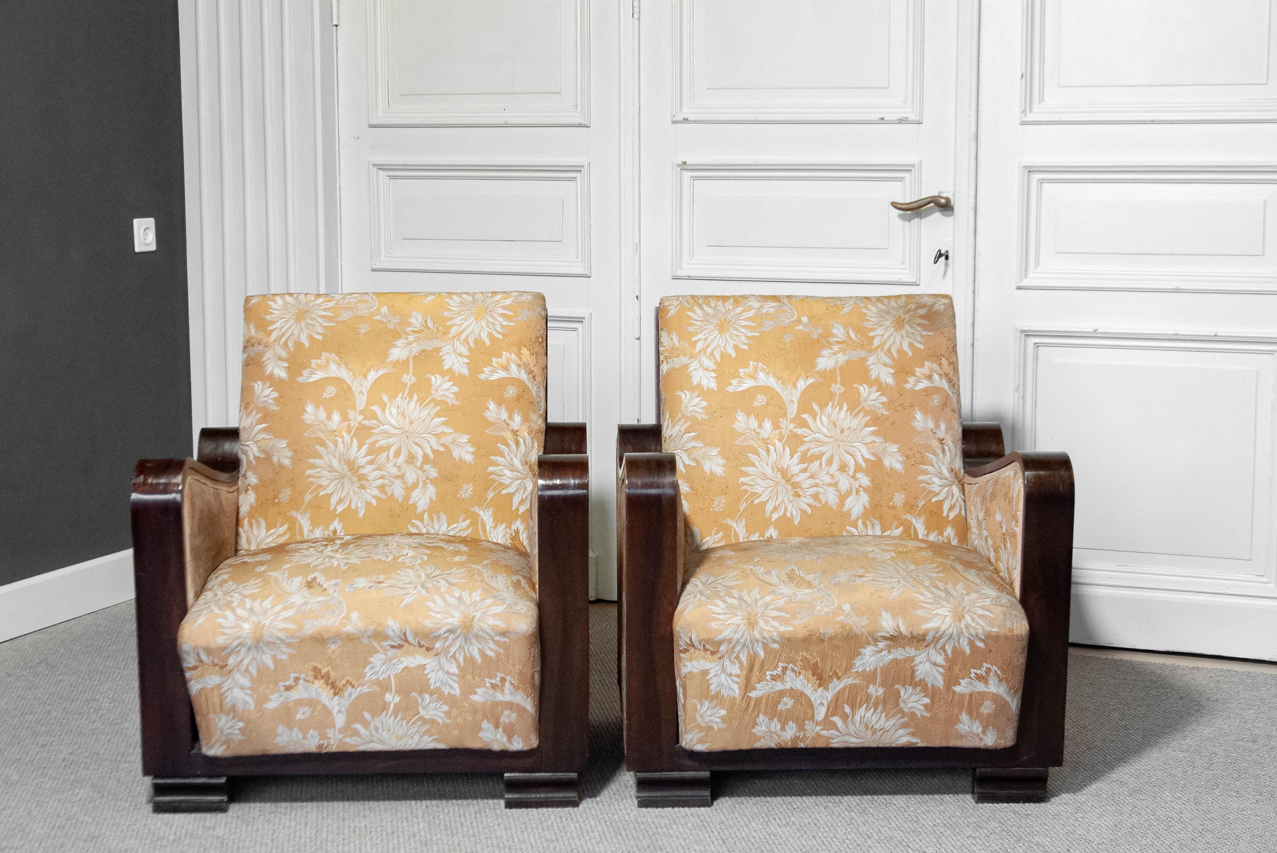 1920s A Pair of  Swedish Art Deco Club Chairs In Good Condition For Sale In Silvolde, Gelderland