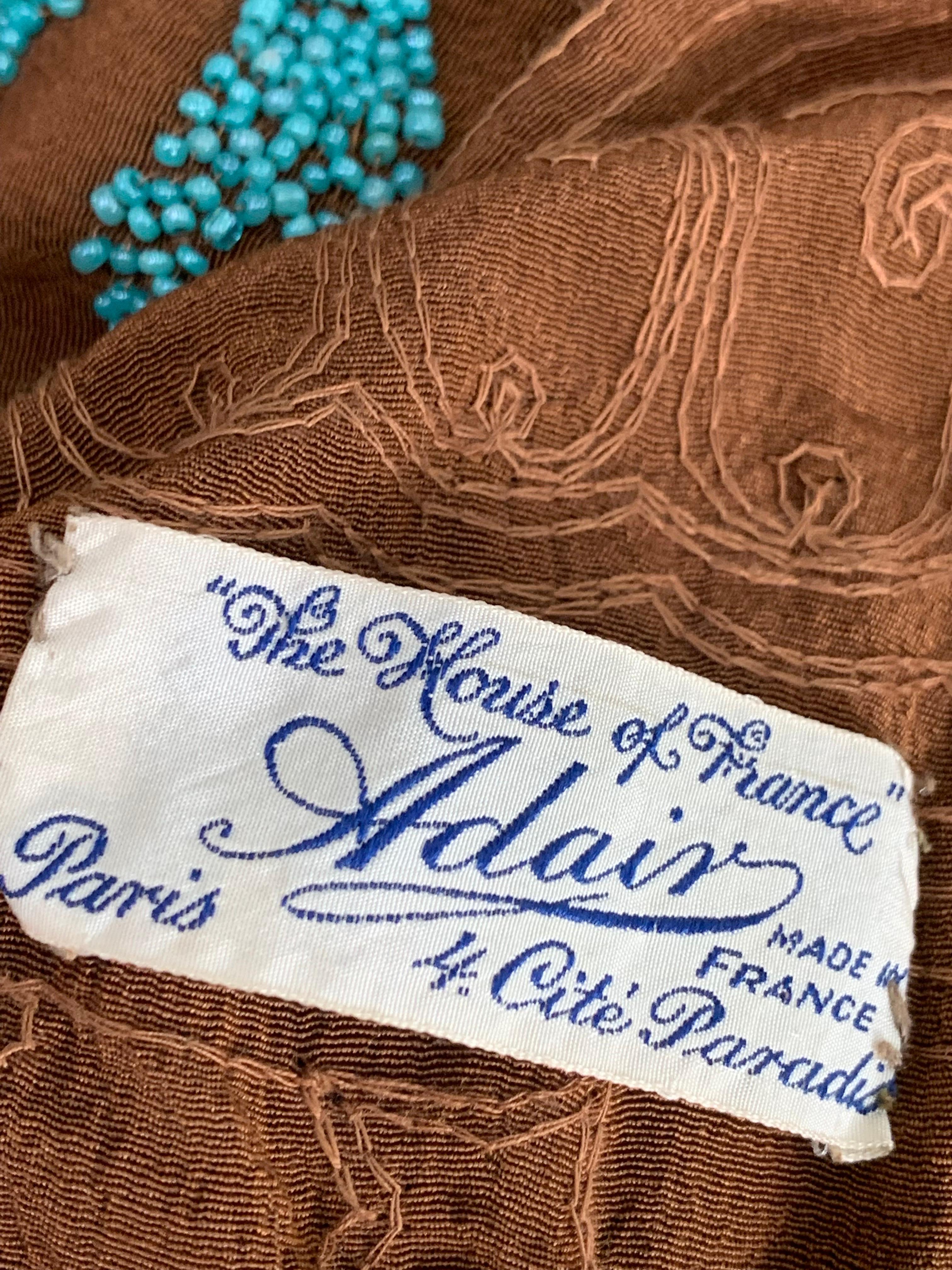 1920s Adair - France Bohemian Brown Silk Beaded Bohemian Tunic Dress For Sale 14