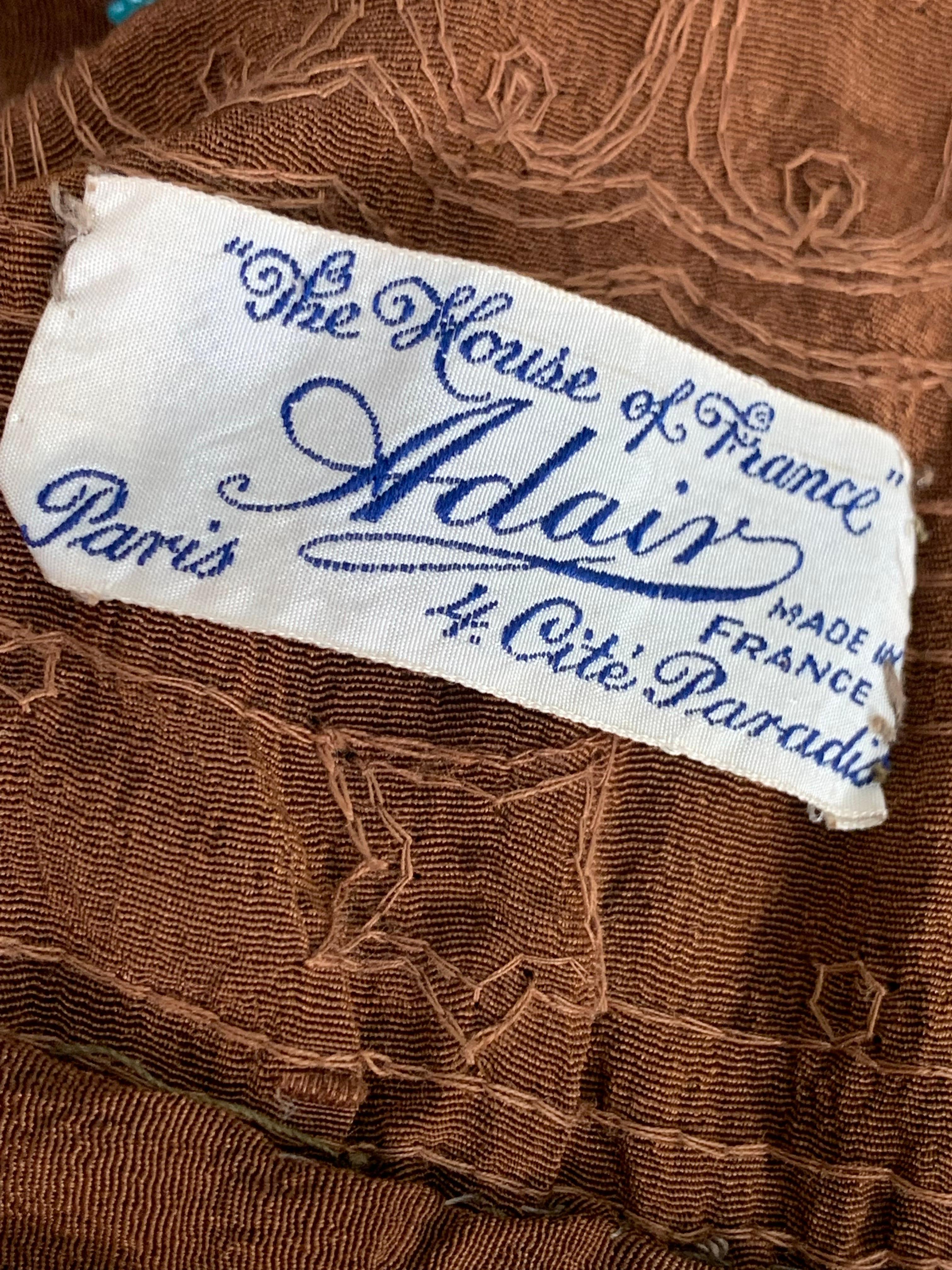 1920s Adair - France Bohemian Brown Silk Beaded Bohemian Tunic Dress For Sale 15