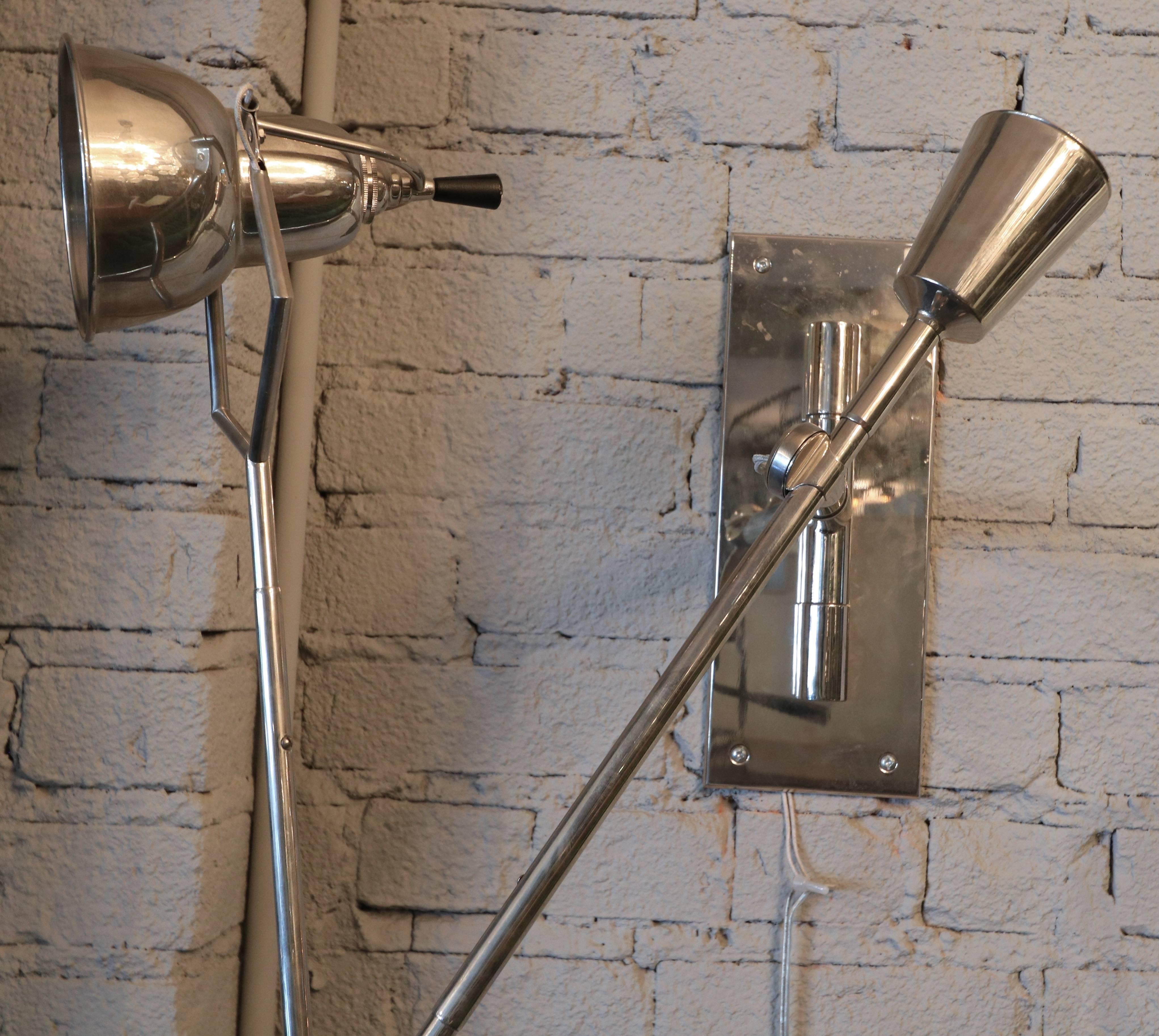 1920s Adjustable Chrome Wall Lamp by Edouard Buquet In Good Condition In Los Angeles, CA