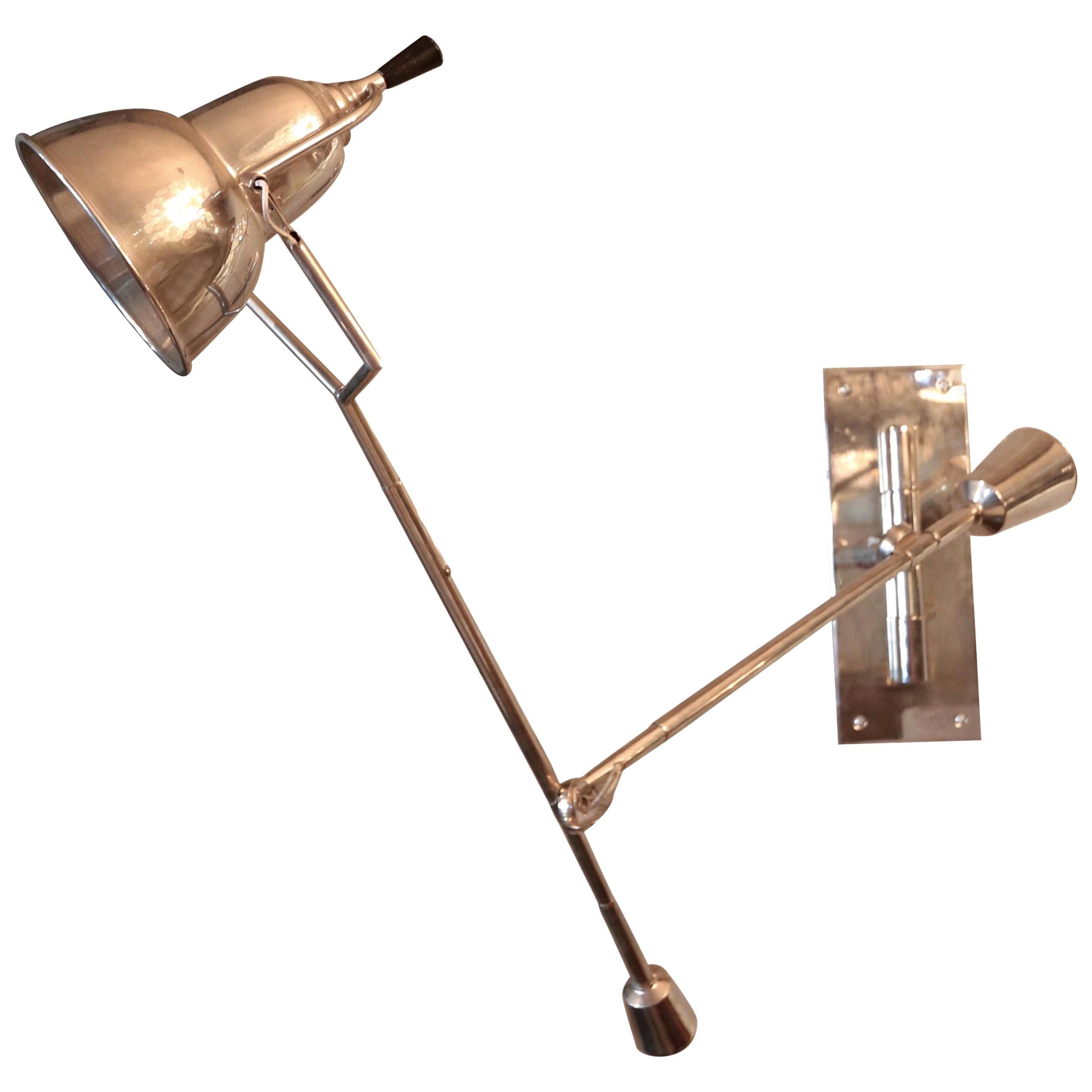1920s Adjustable Chrome Wall Lamp by Edouard Buquet