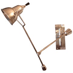 Antique 1920s Adjustable Chrome Wall Lamp by Edouard Buquet