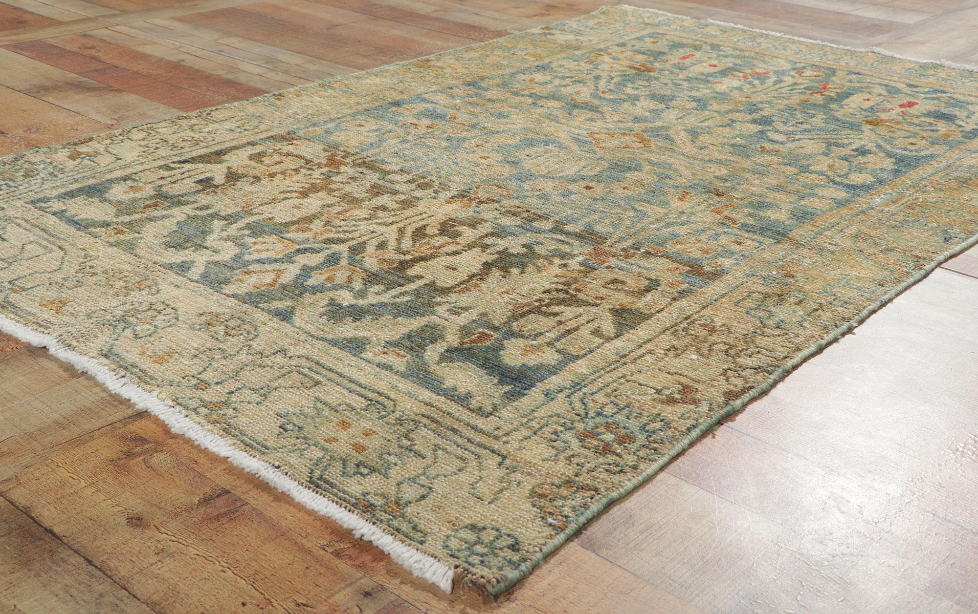 Lana Tappeto persiano Malayer blu egeo del 1920 con stile moderno in vendita