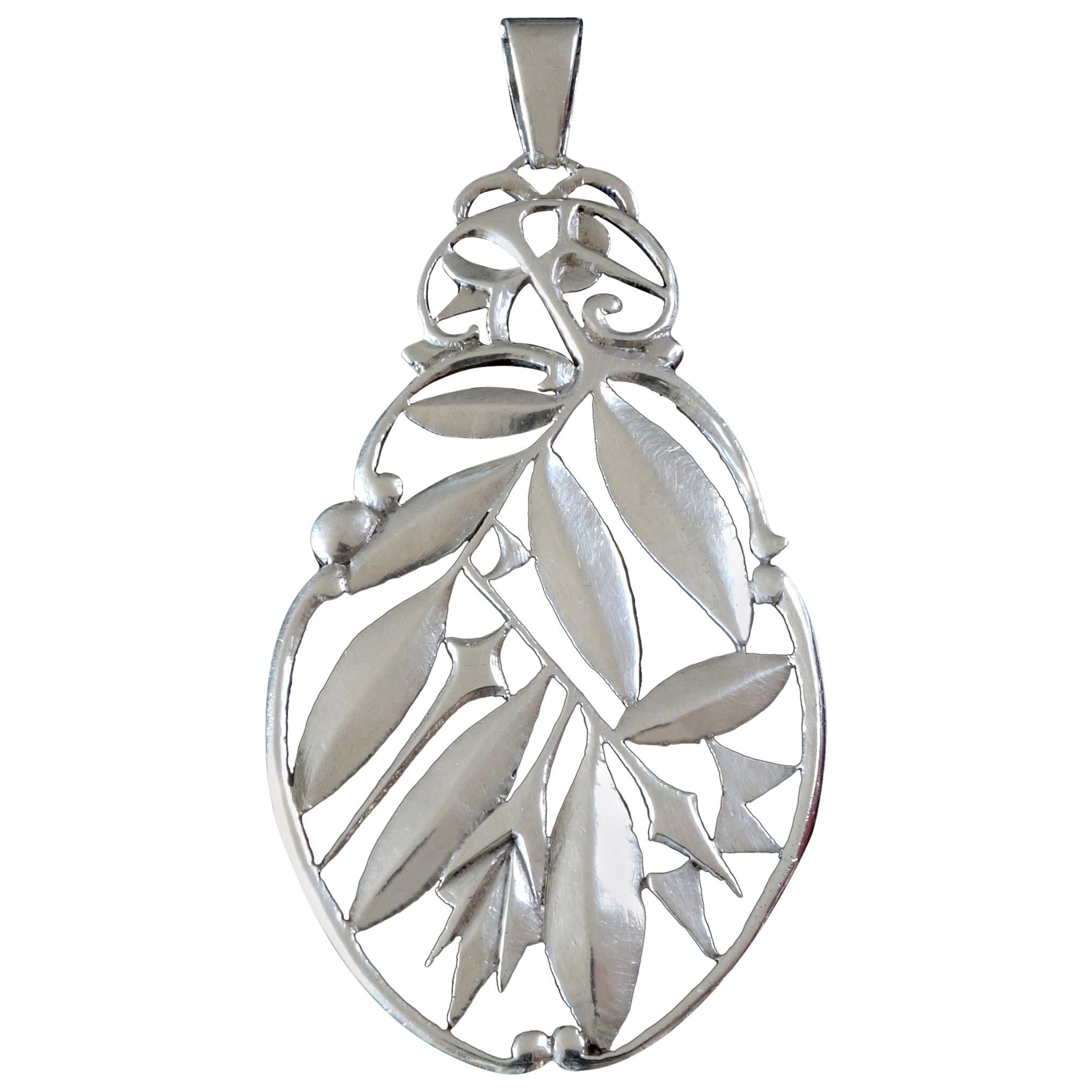 1920s Albert Kahlbrandt German Art Deco Silver Pendant For Sale