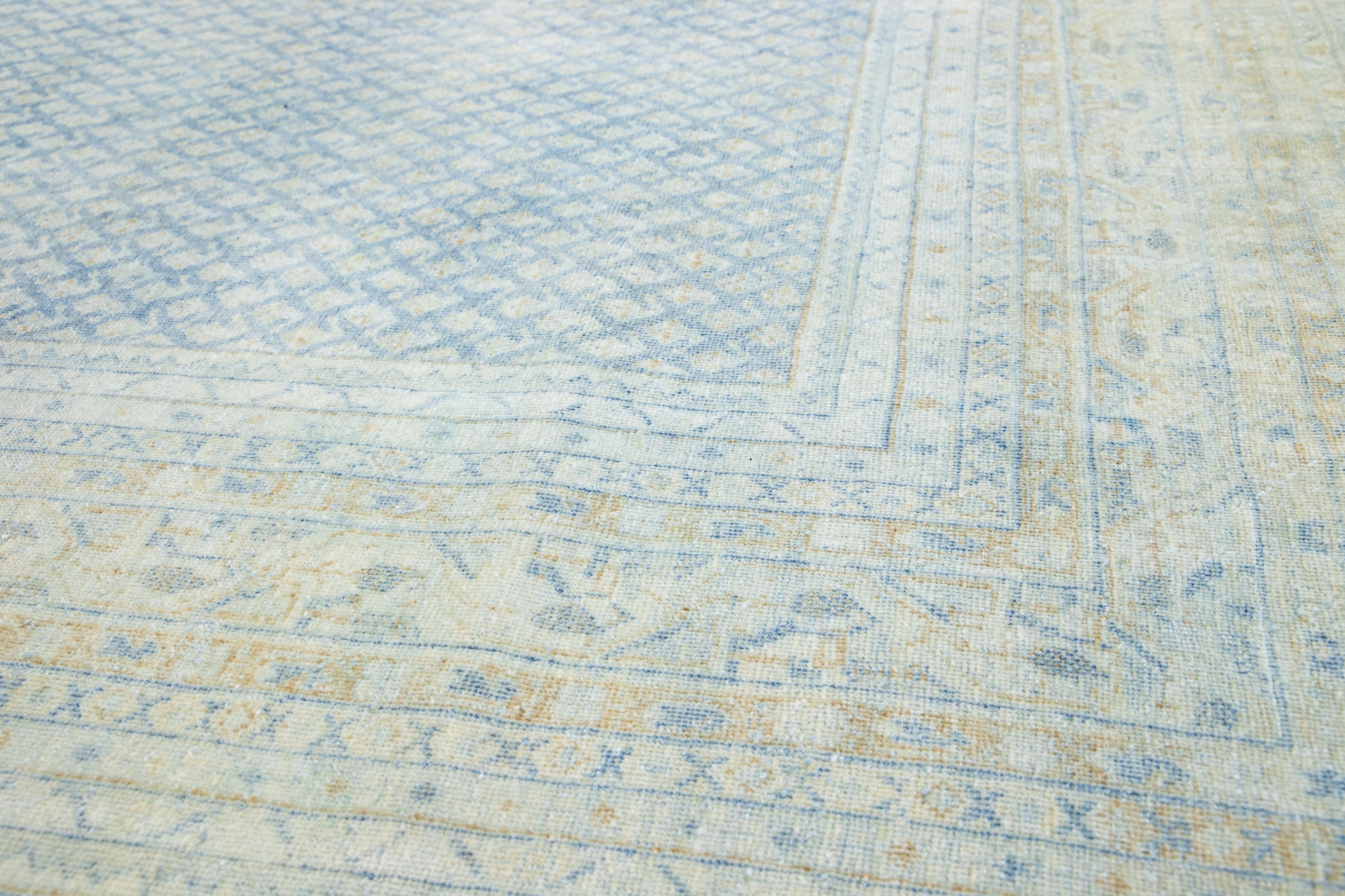 1920s Allover Blue Antique Persian Tabriz Wool Rug  For Sale 4