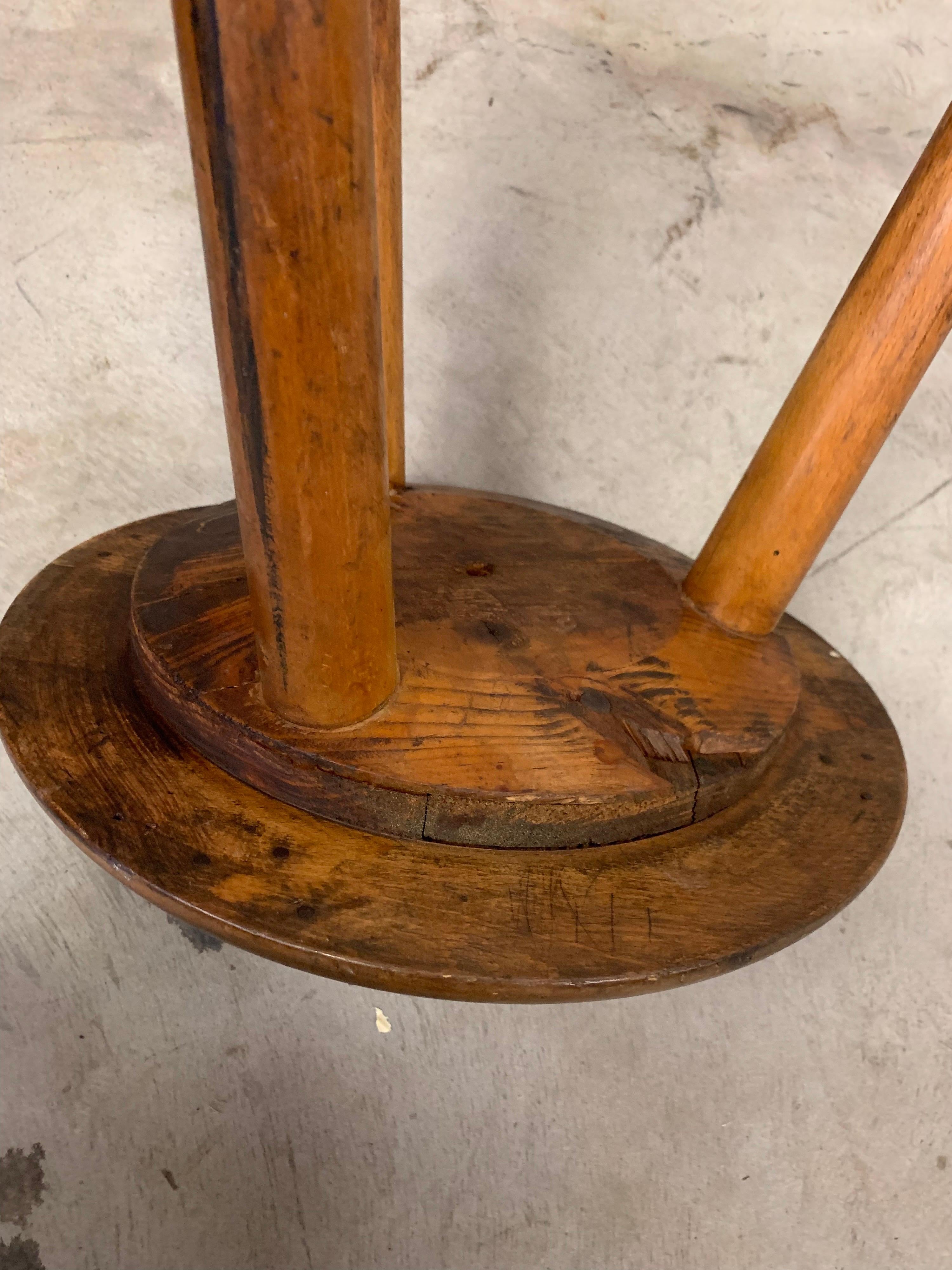 Early 20th Century 1920's Ama Wooden Industrial Stool