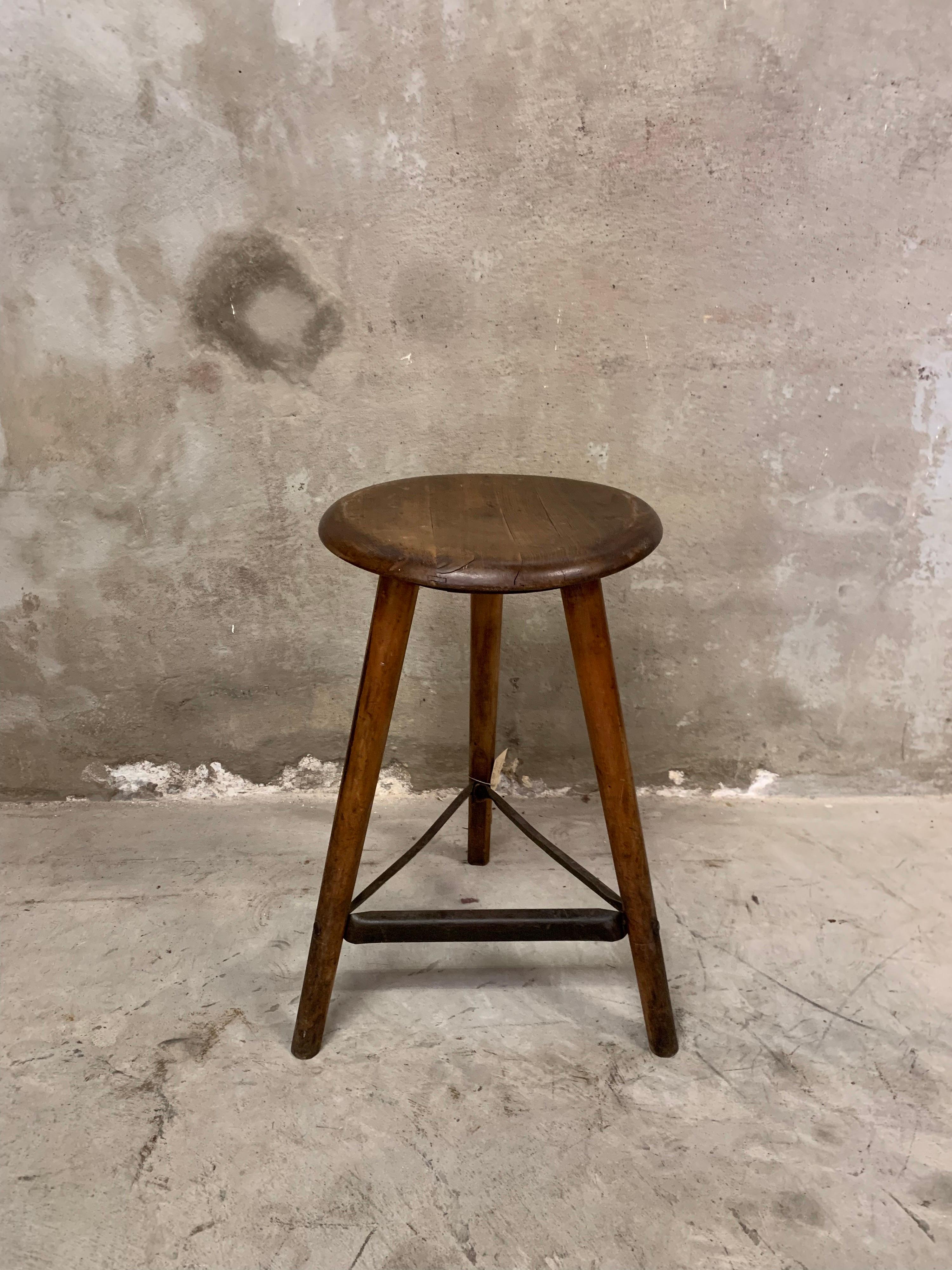1920's Ama Wooden Industrial Stool 2
