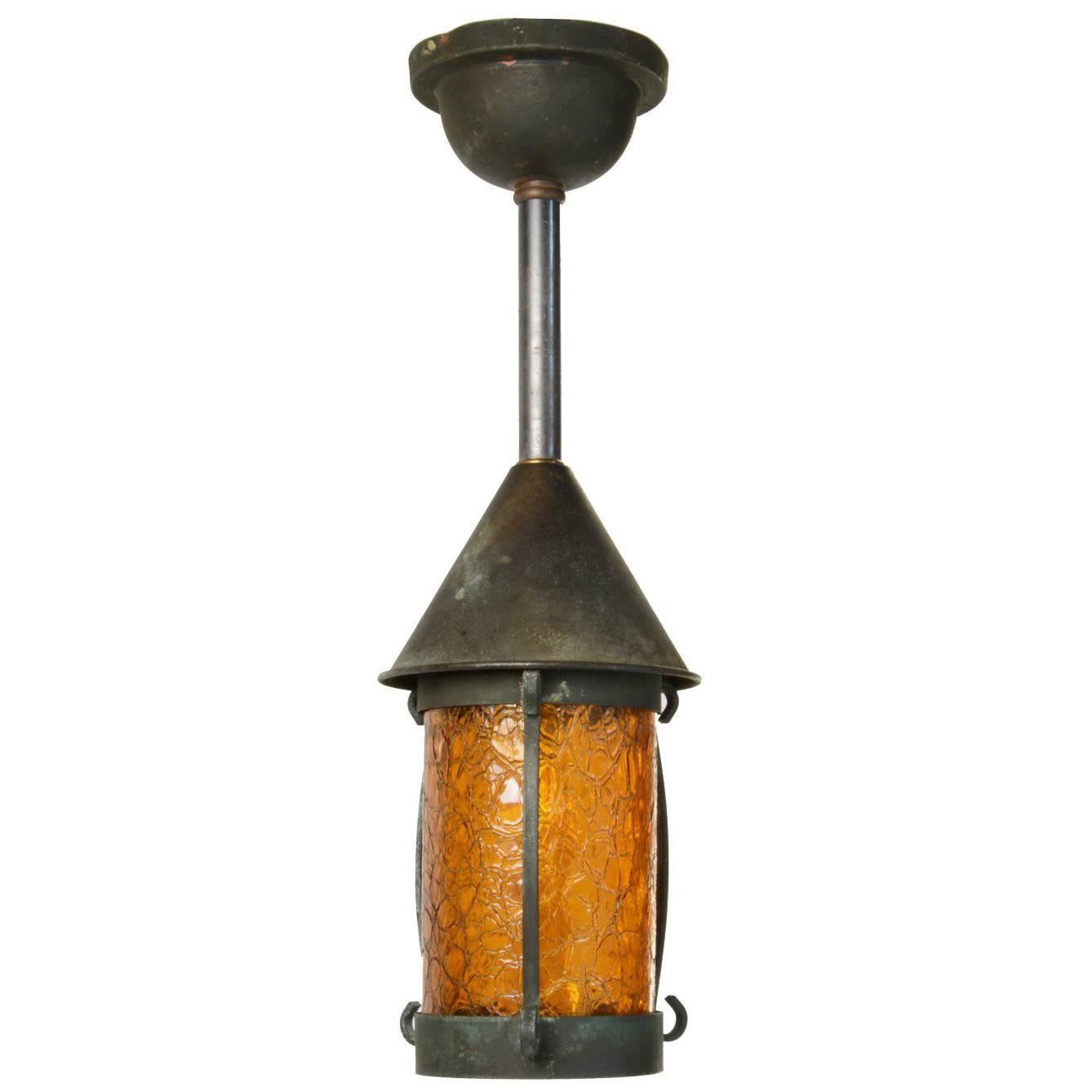 1920s Amber Glass Tube Pendant For Sale