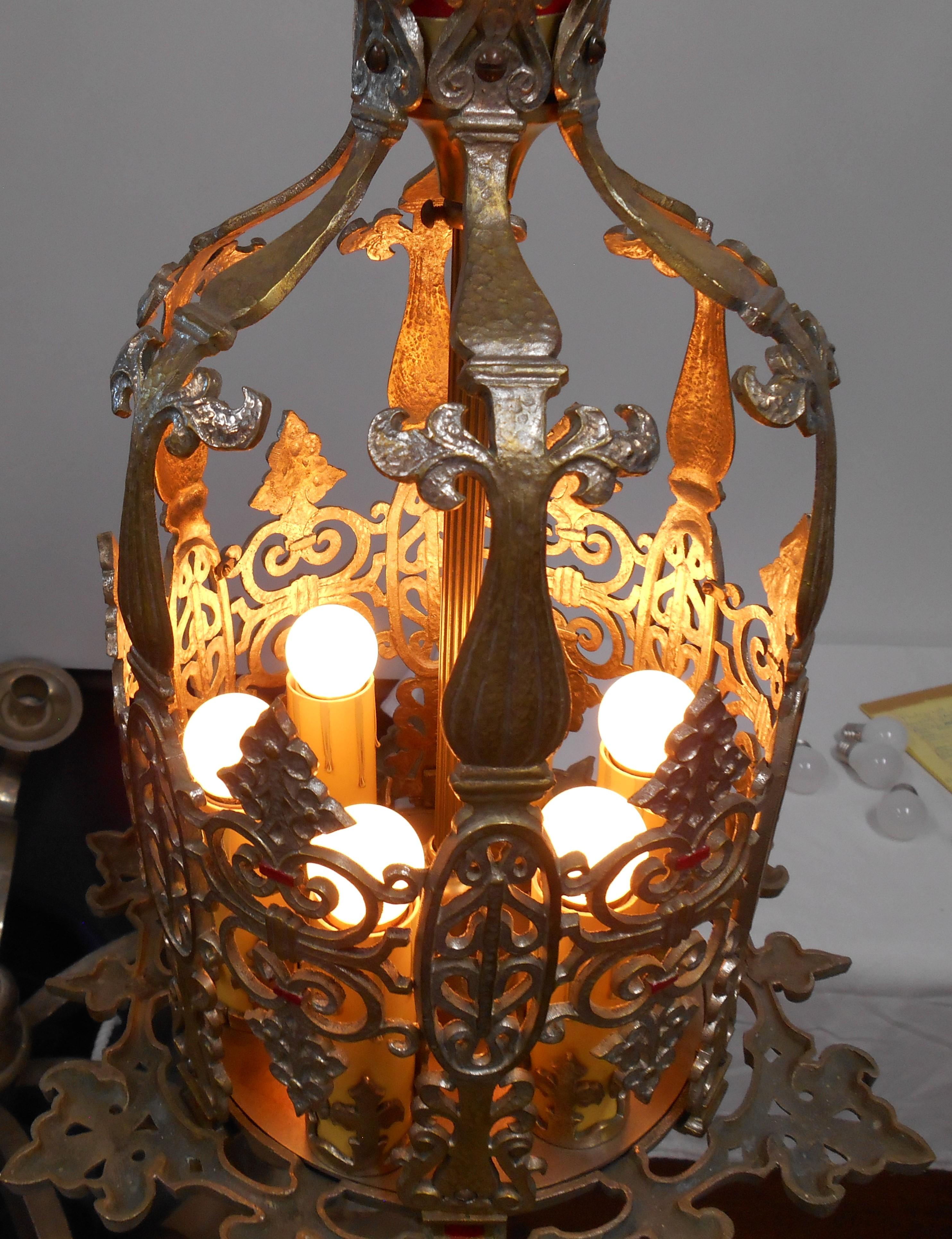 Brass 1920's American 6 Light Lantern by Max Schafer