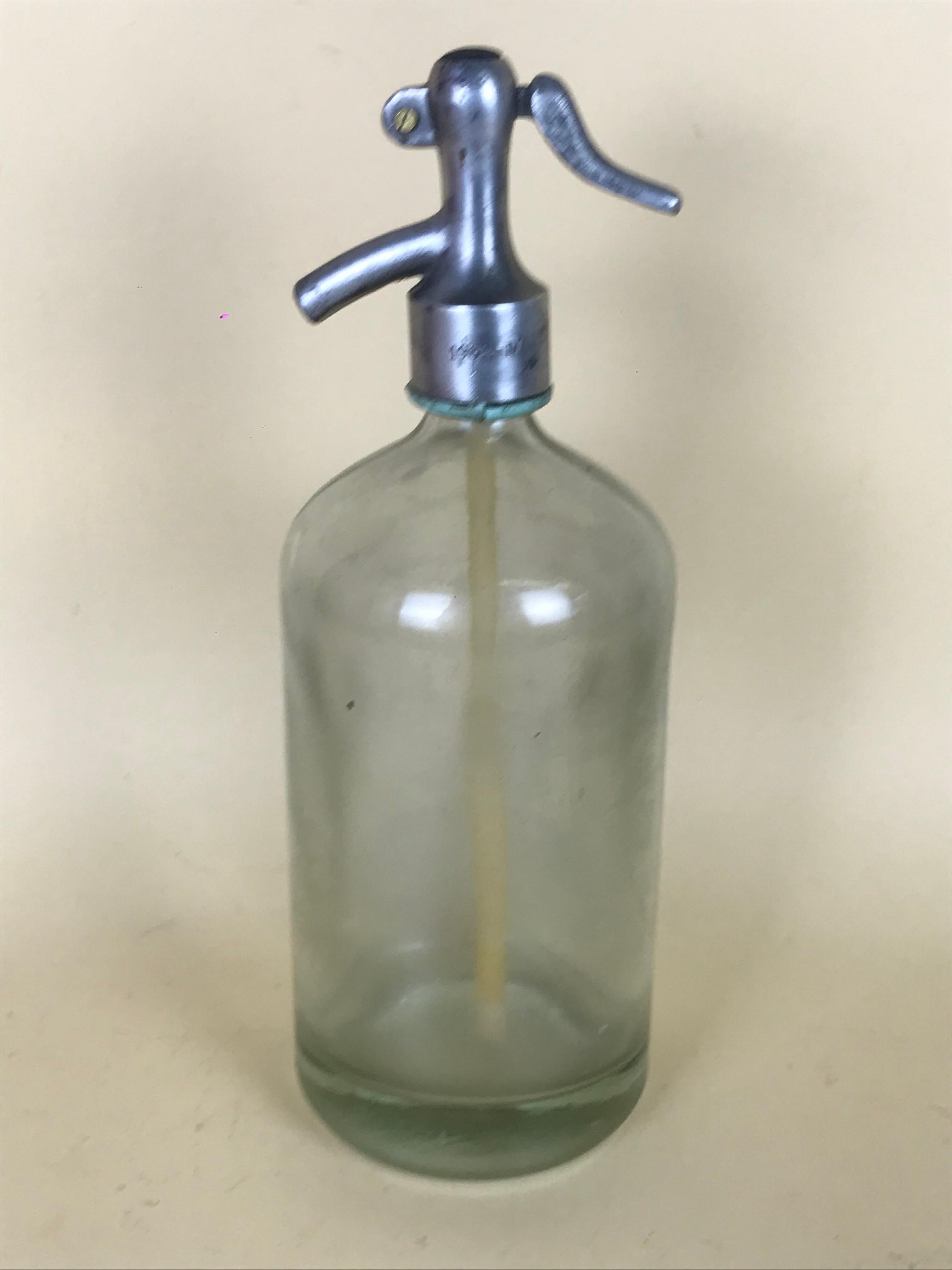 1920s American Advertising Glass Syphon Coca-Cola Acid Etched Bar Bottle Seltzer For Sale 2