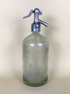 1920s American Advertising Glass Syphon Coca-Cola Acid Etched Bar Bottle Seltzer