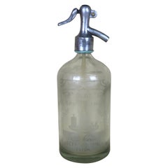 1920s American Advertising Glass Syphon Coca-Cola Acid Etched Bar Bottle Seltzer