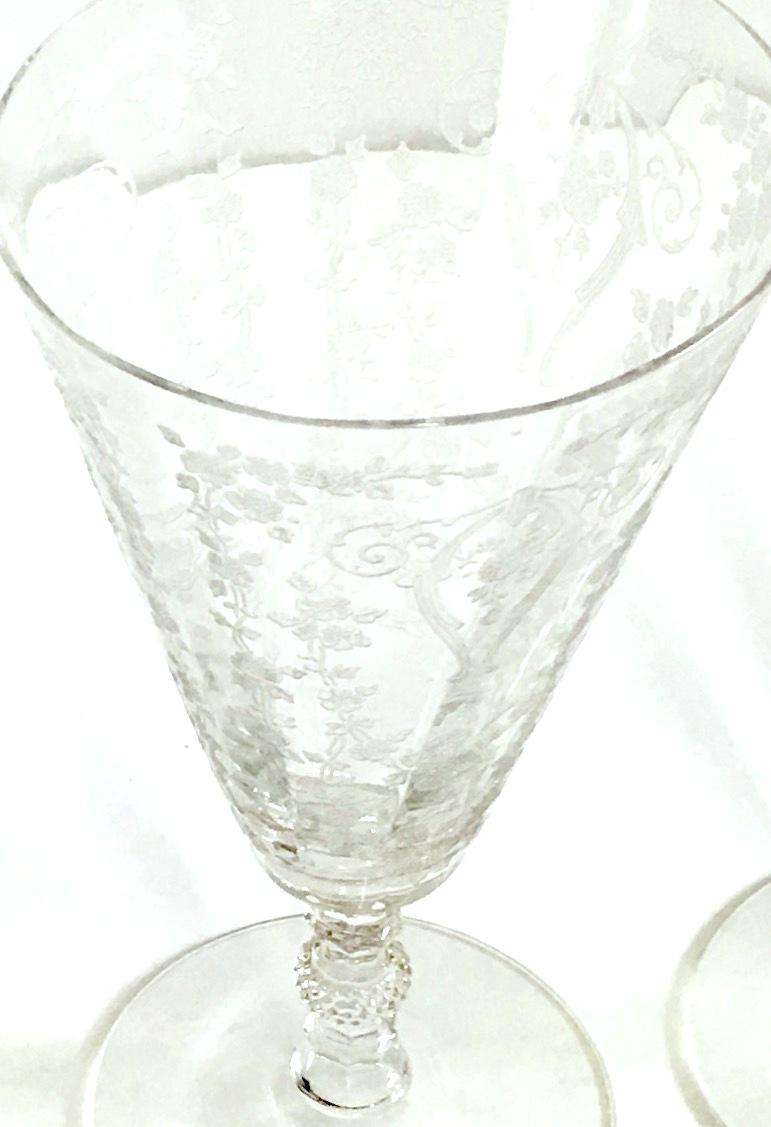 1920'S American Art Nouveau Etched Cut Crystal Stem Glasses S/4 For Sale 1