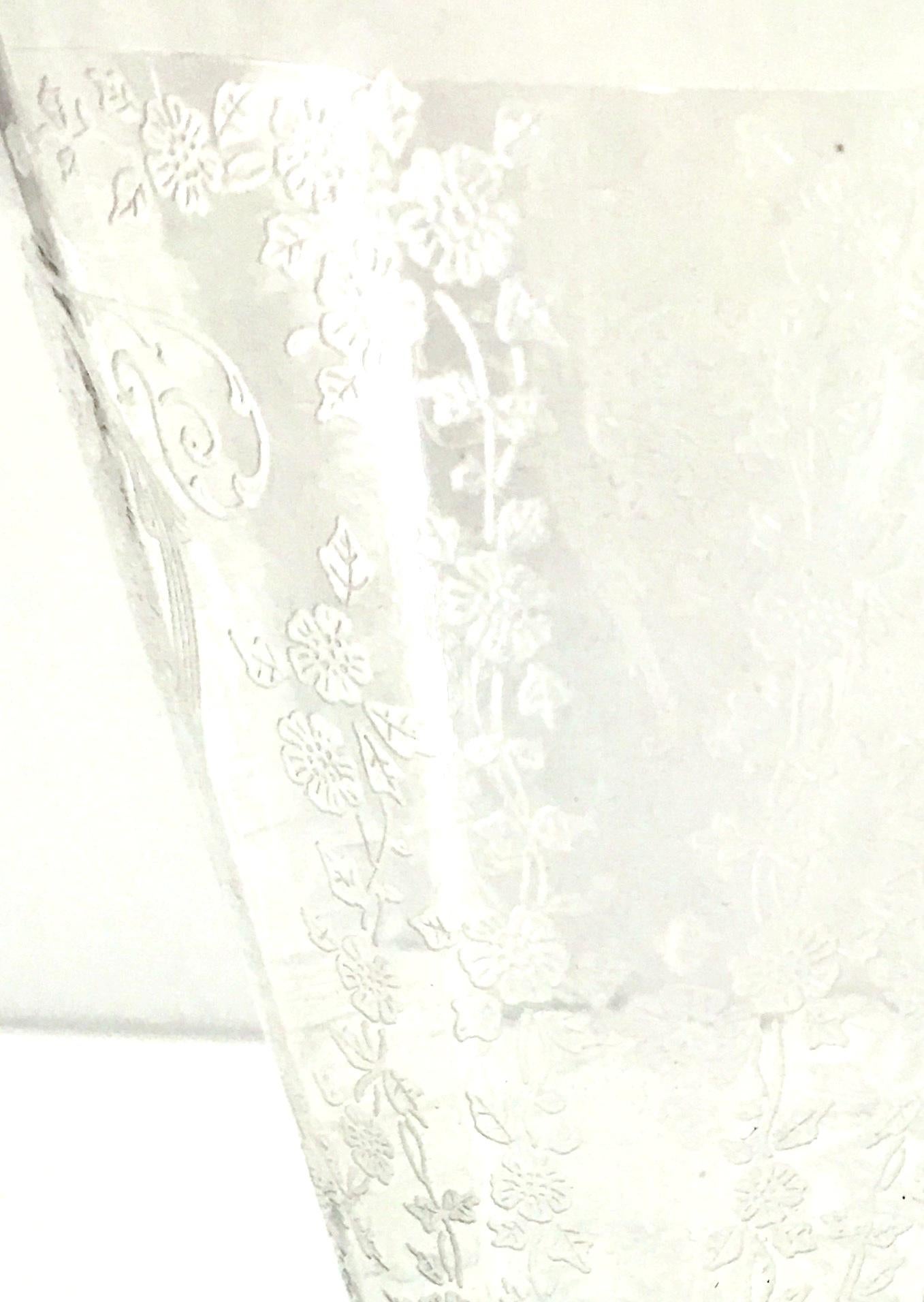 1920s American Art Nouveau Etched Cut Crystal Stem Glasses, Set of 4 4