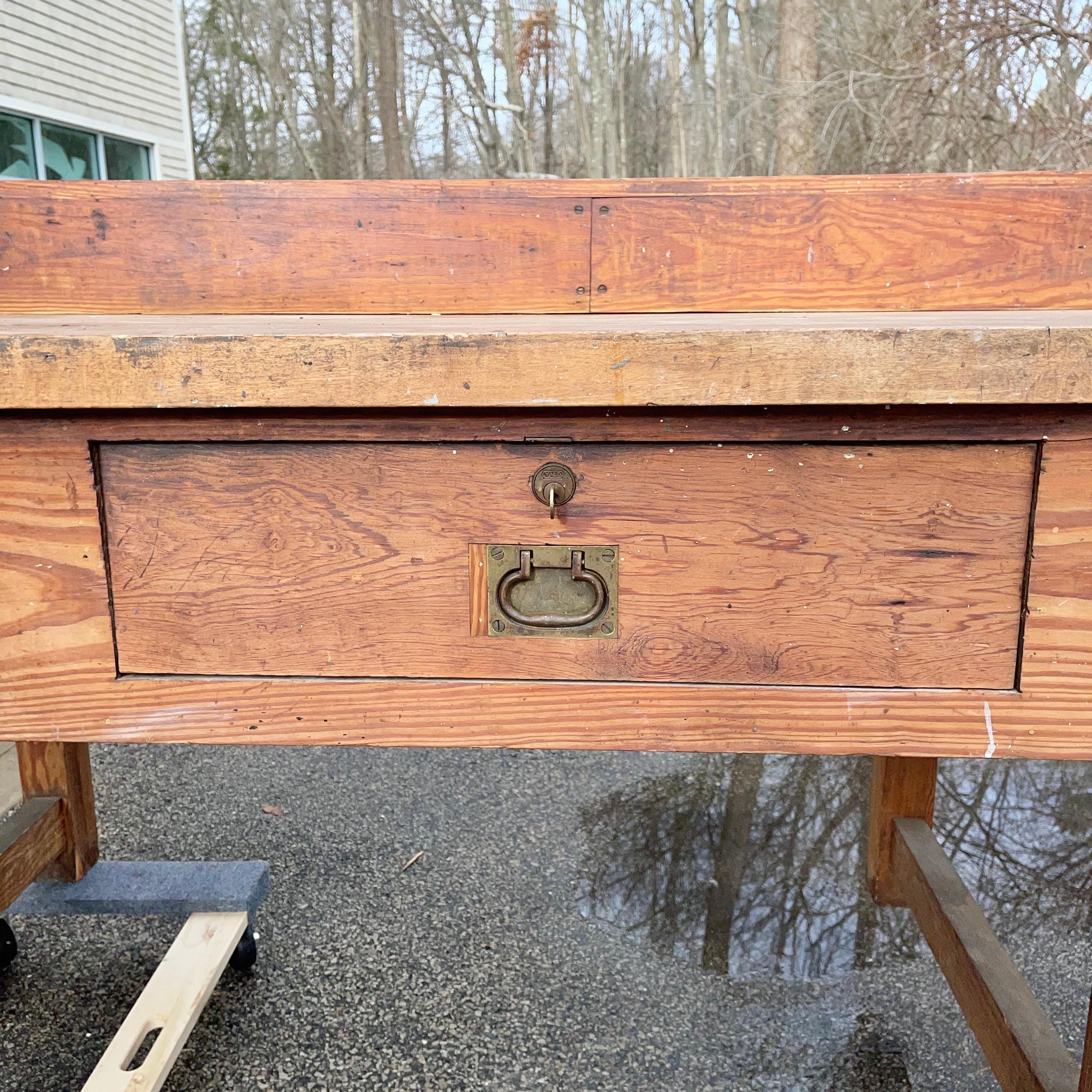 1920s American Built Workshop Table For Sale 1