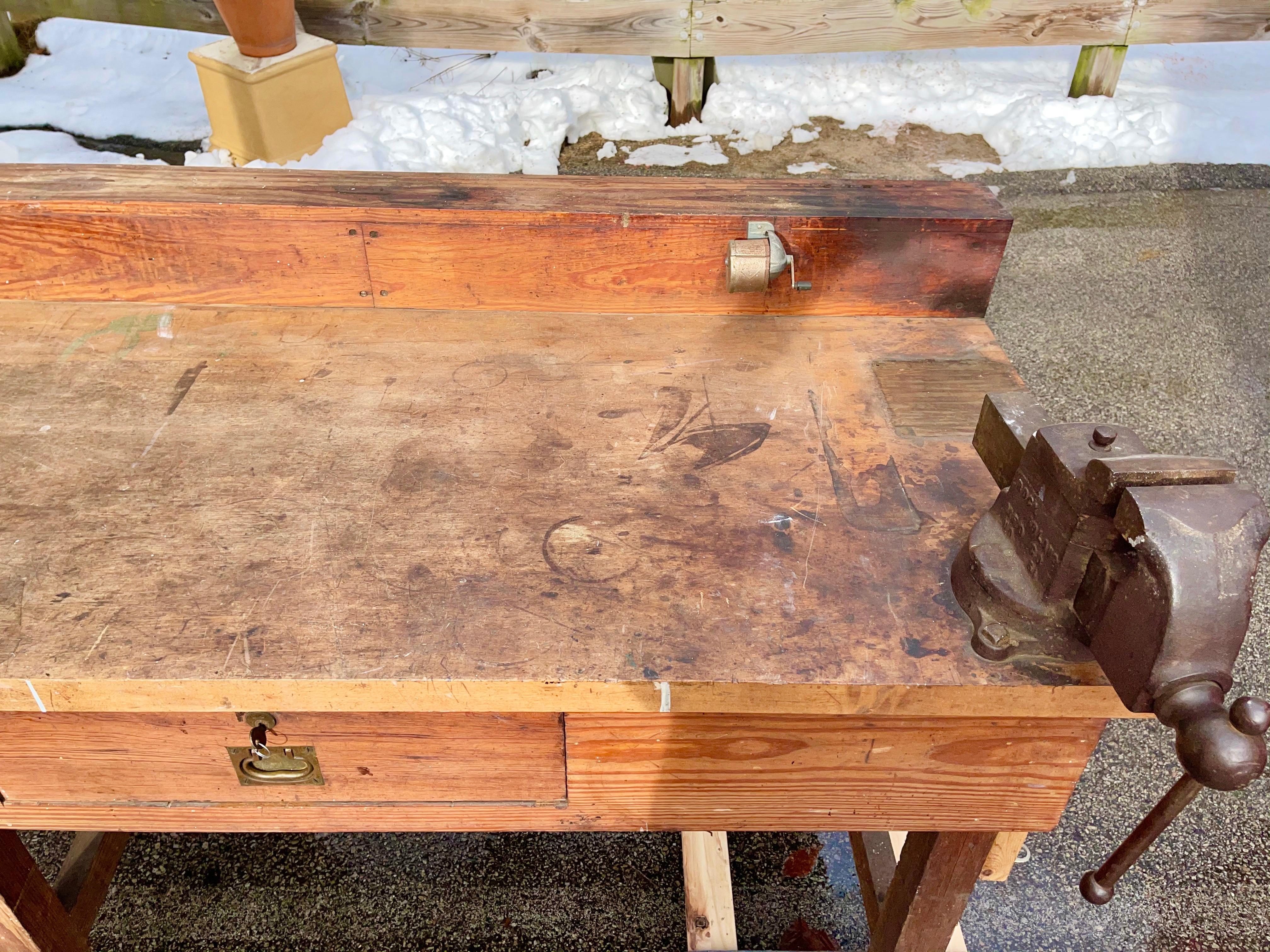 1920s American Built Workshop Table For Sale 6