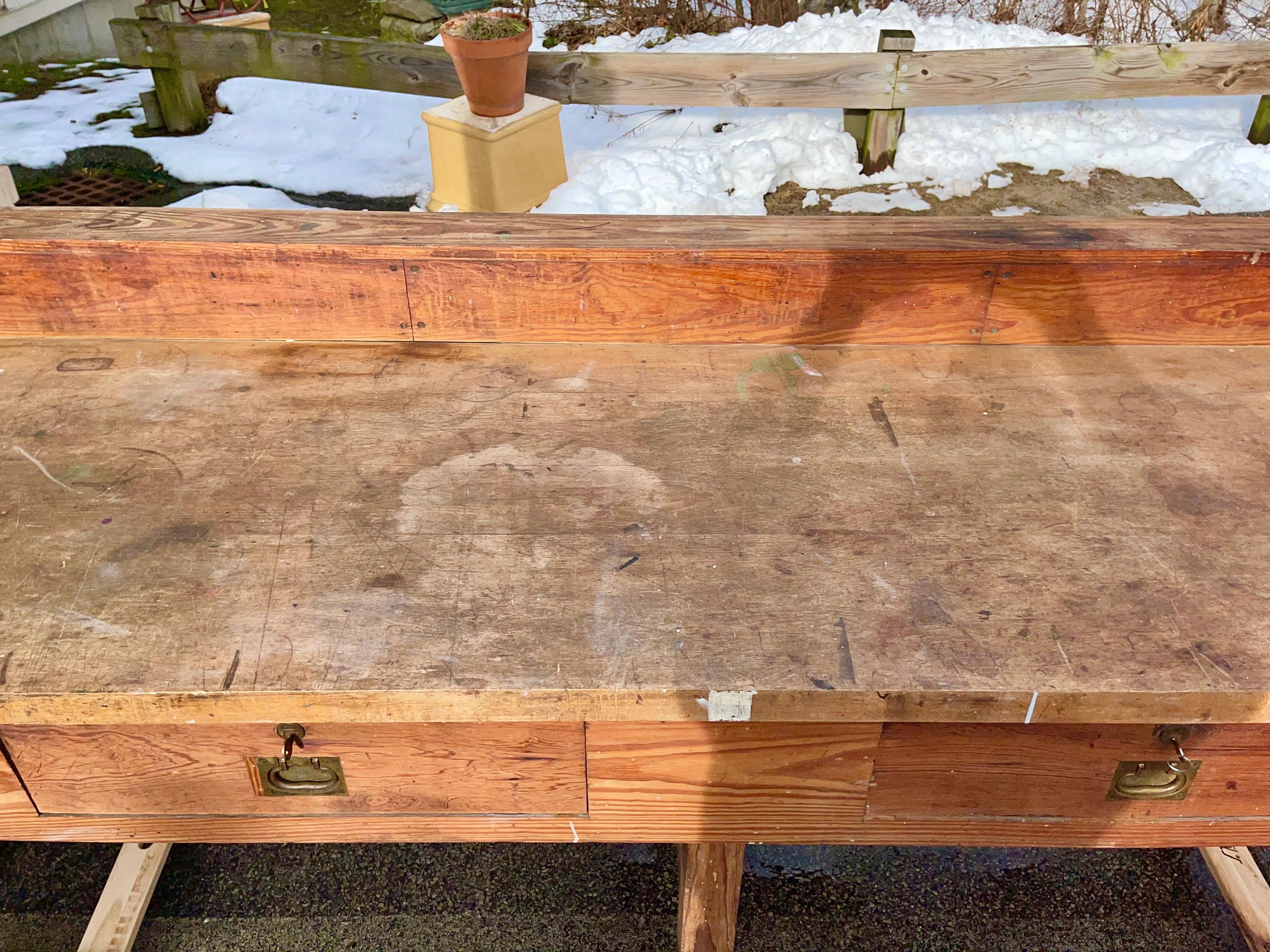 1920s American Built Workshop Table For Sale 7