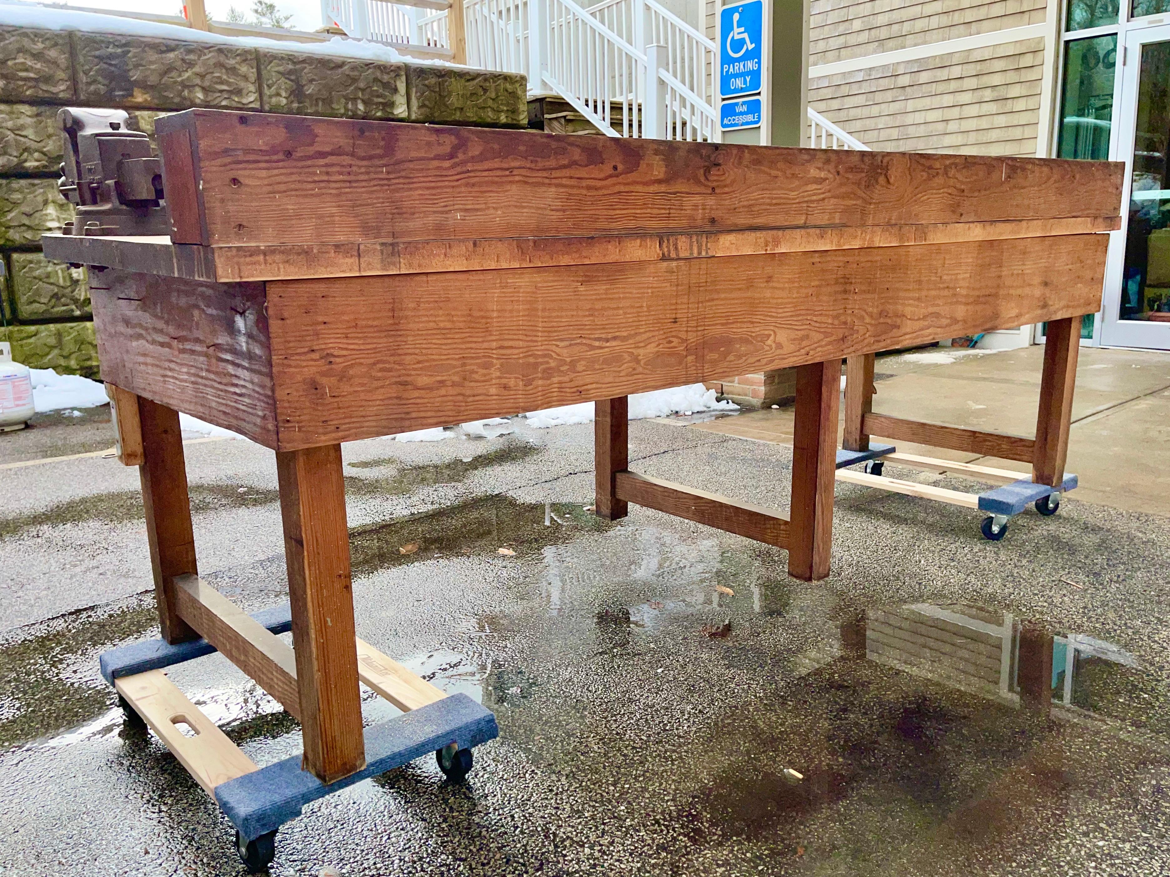 Industrial 1920s American Built Workshop Table For Sale