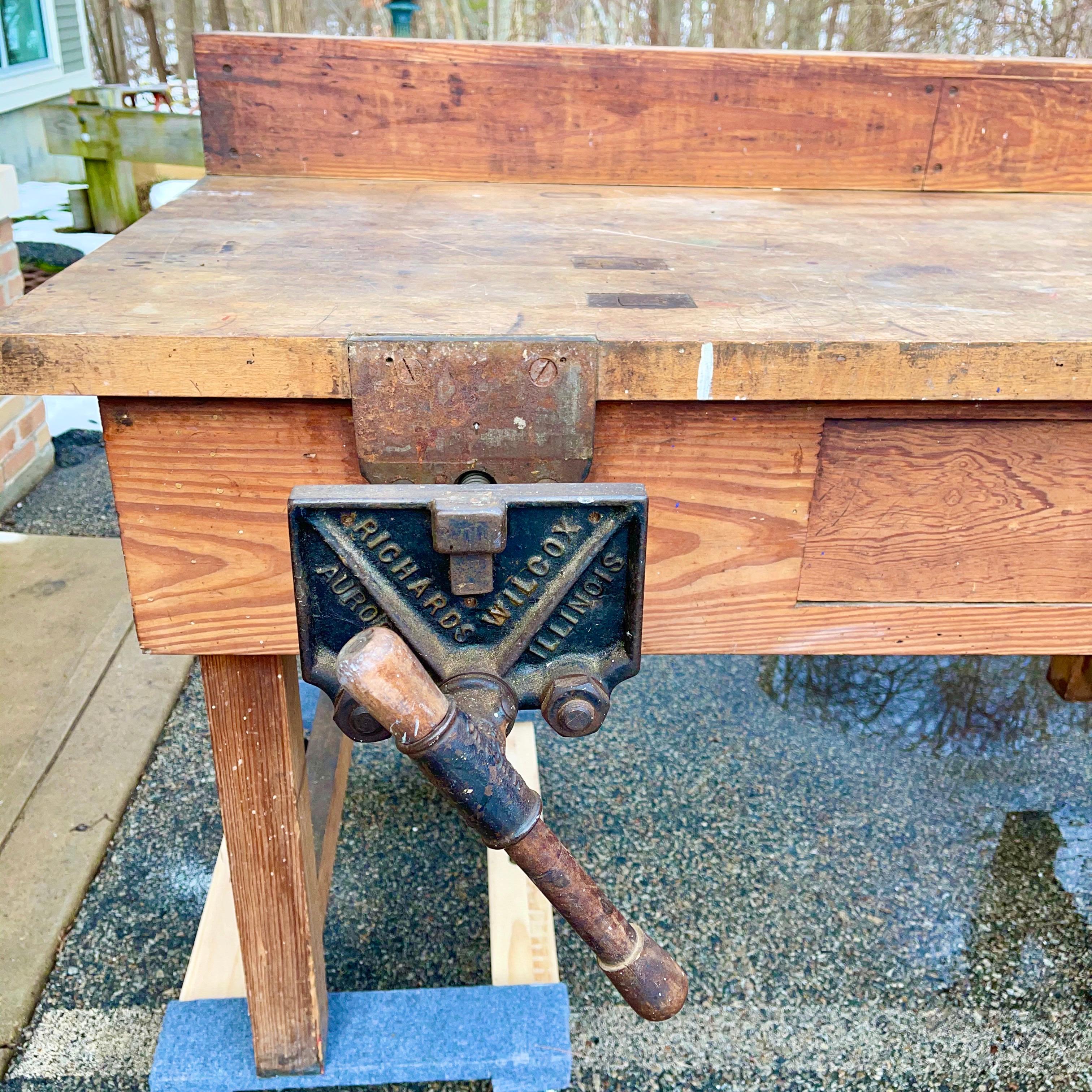 Iron 1920s American Built Workshop Table For Sale