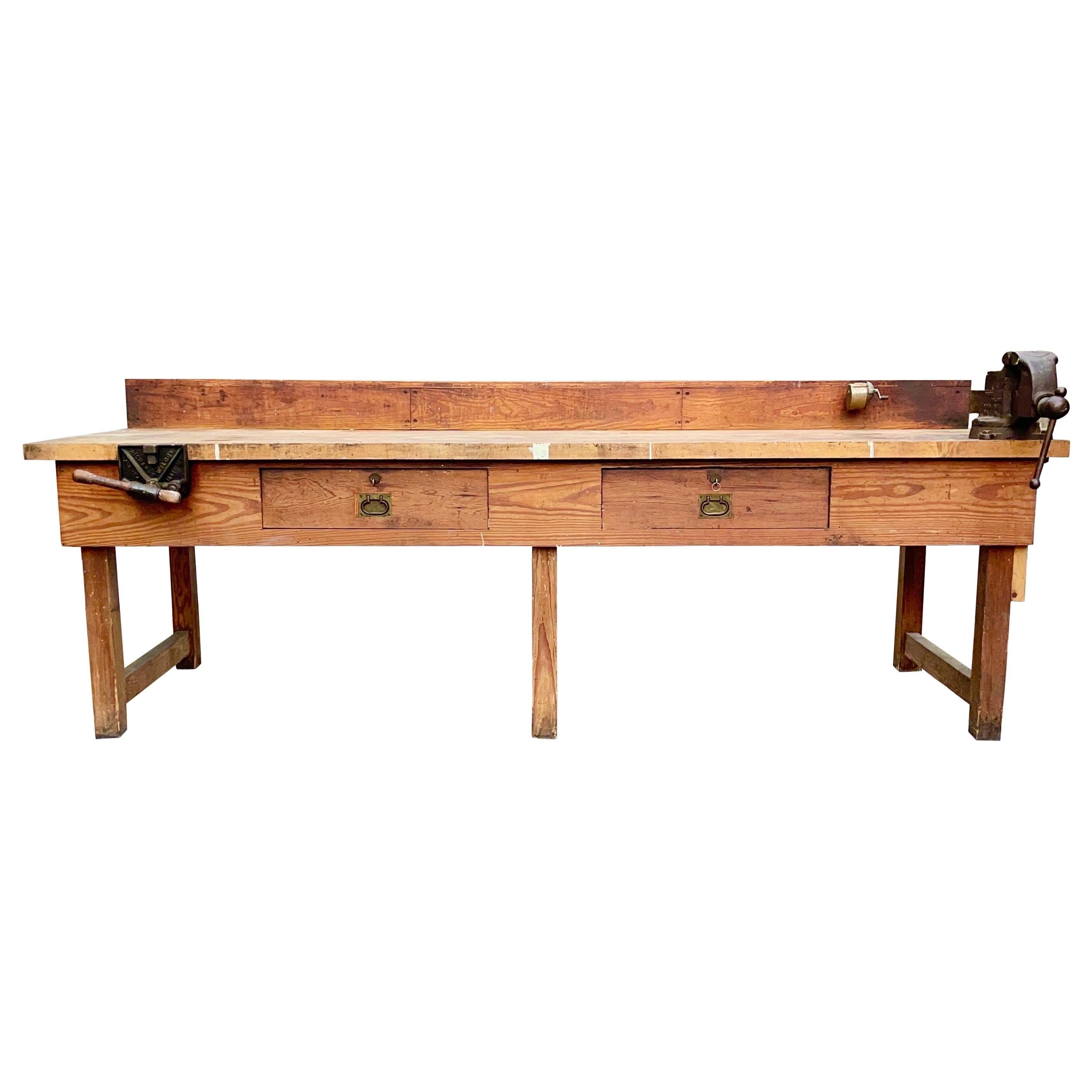 1920s American Built Workshop Table For Sale