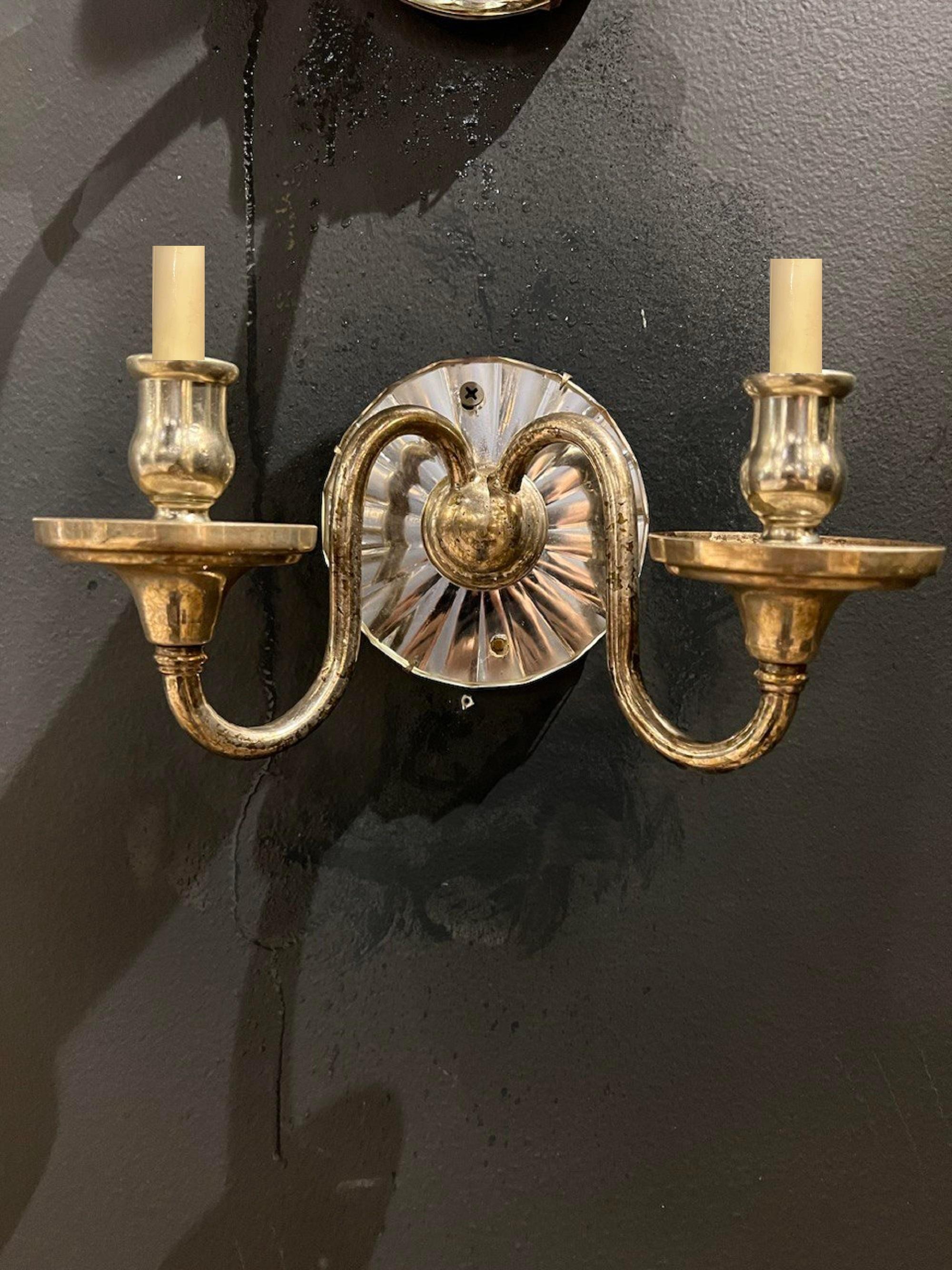 Early 20th Century 1920s  Small American Classical Sconces With Mirror  For Sale