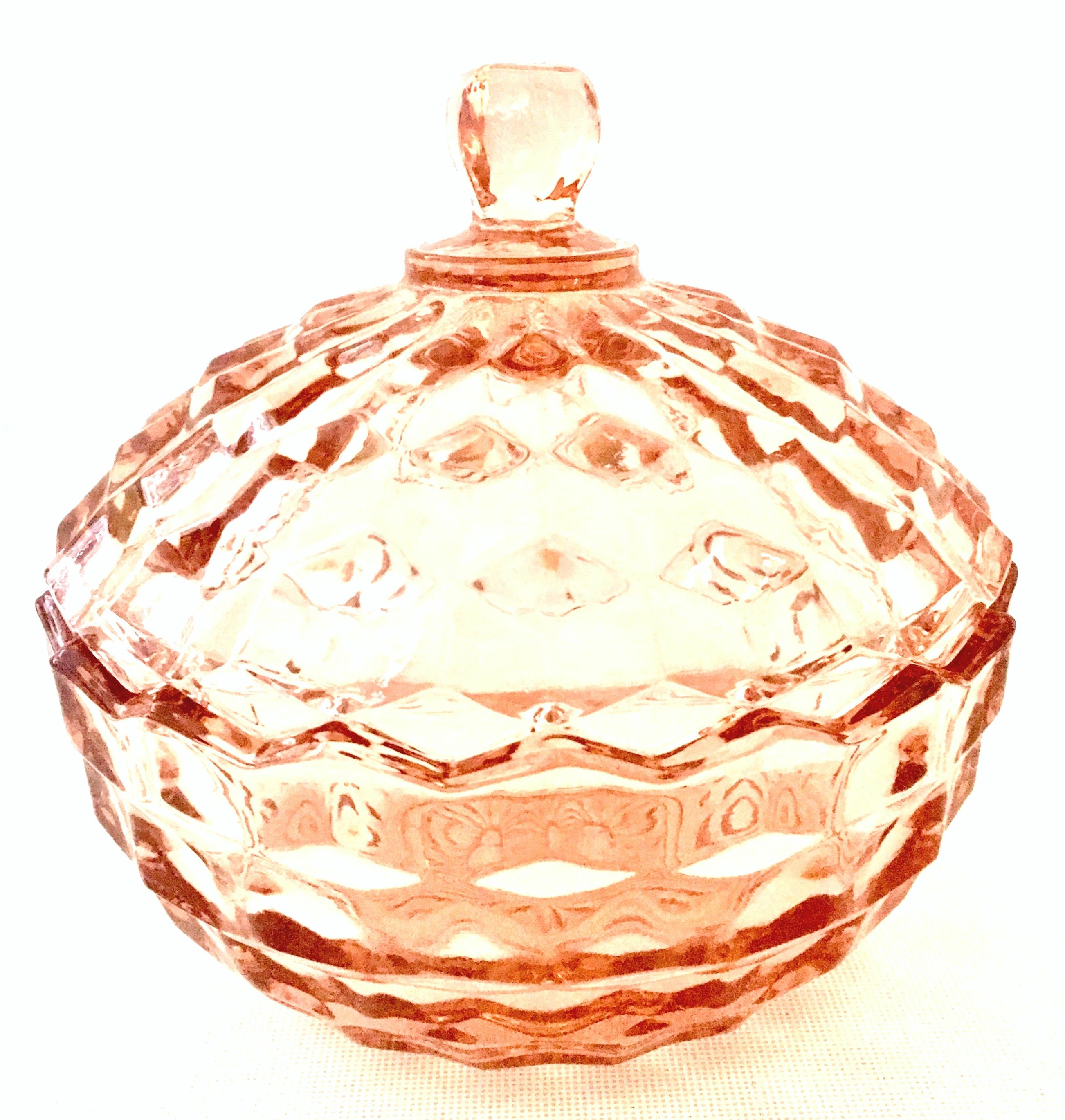1920'S American Depression Glass Diamond Cut Lidded Jars, S/2 4