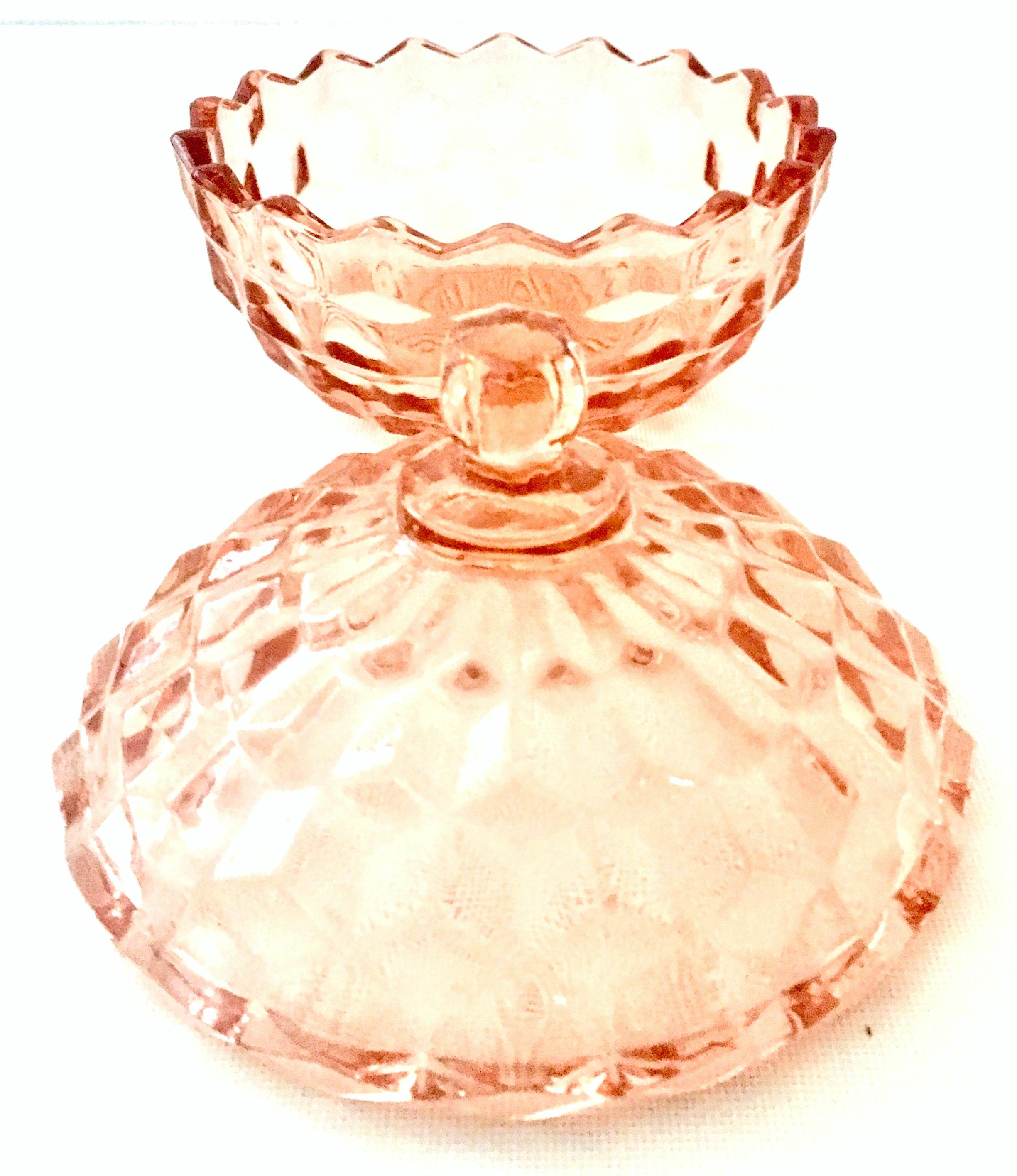 1920s American Depression Glass Diamond Cut Lidded Jars, Set of 2 For Sale 6