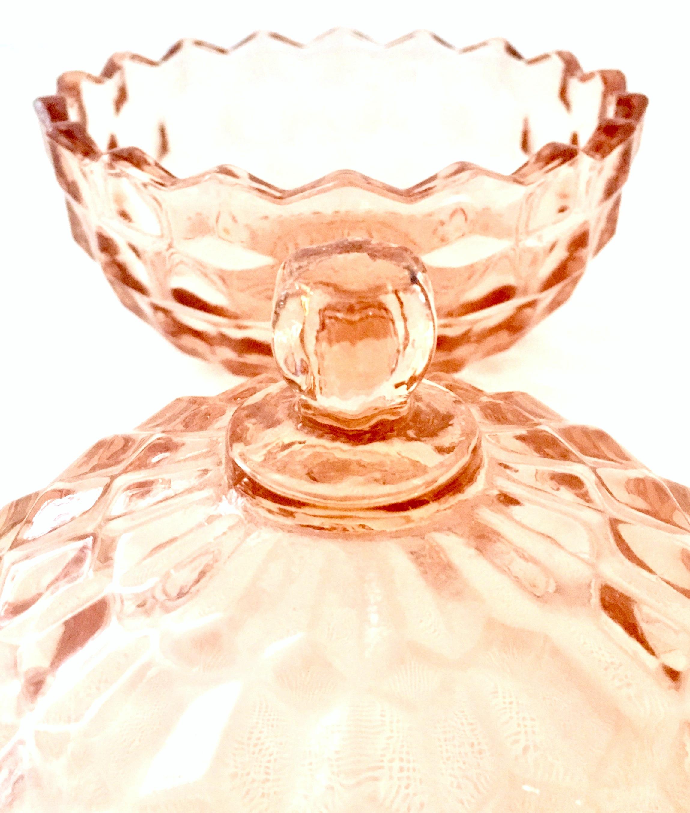 1920'S American Depression Glass Diamond Cut Lidded Jars, S/2 7