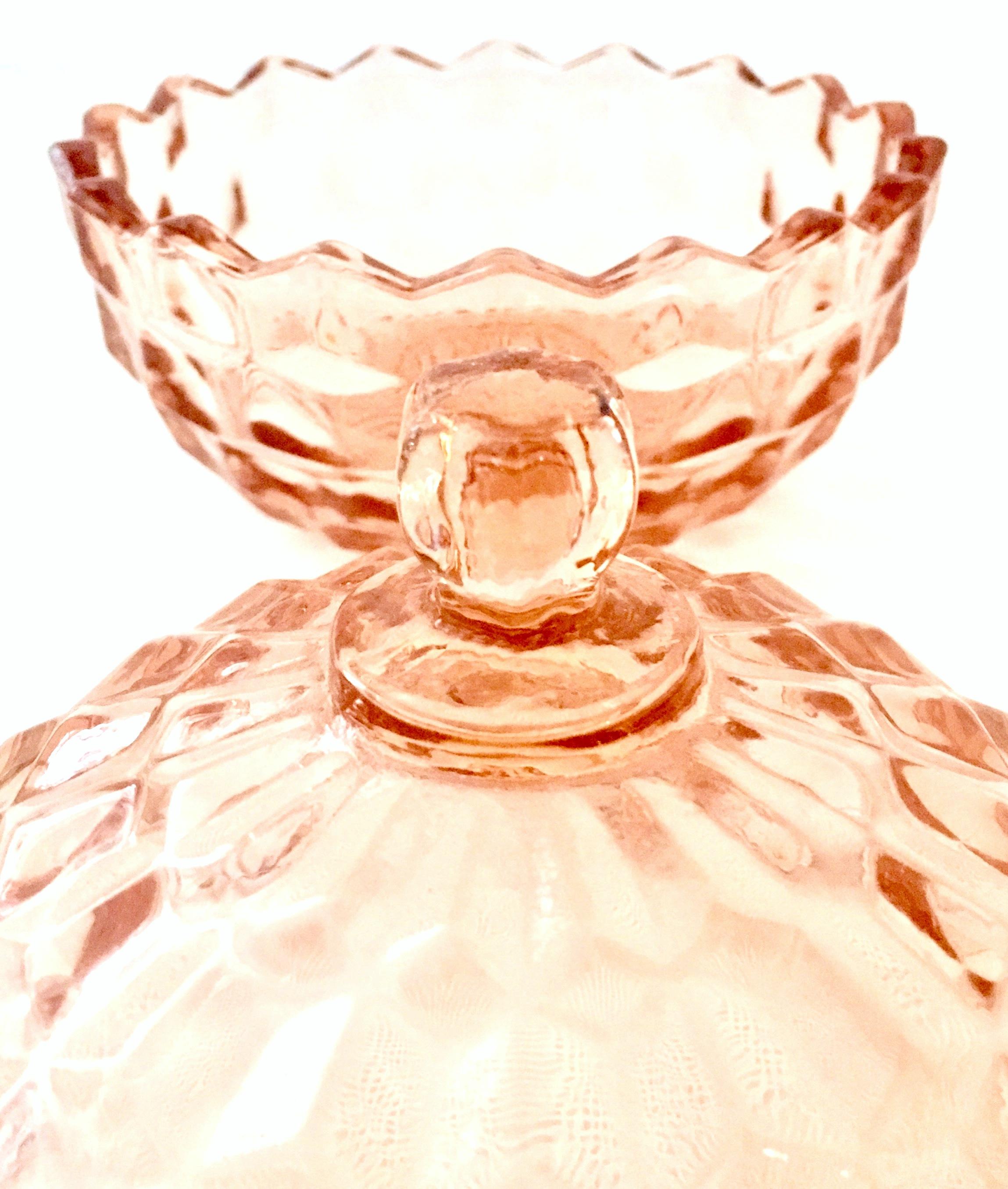 1920s American Depression Glass Diamond Cut Lidded Jars, Set of 2 For Sale 7