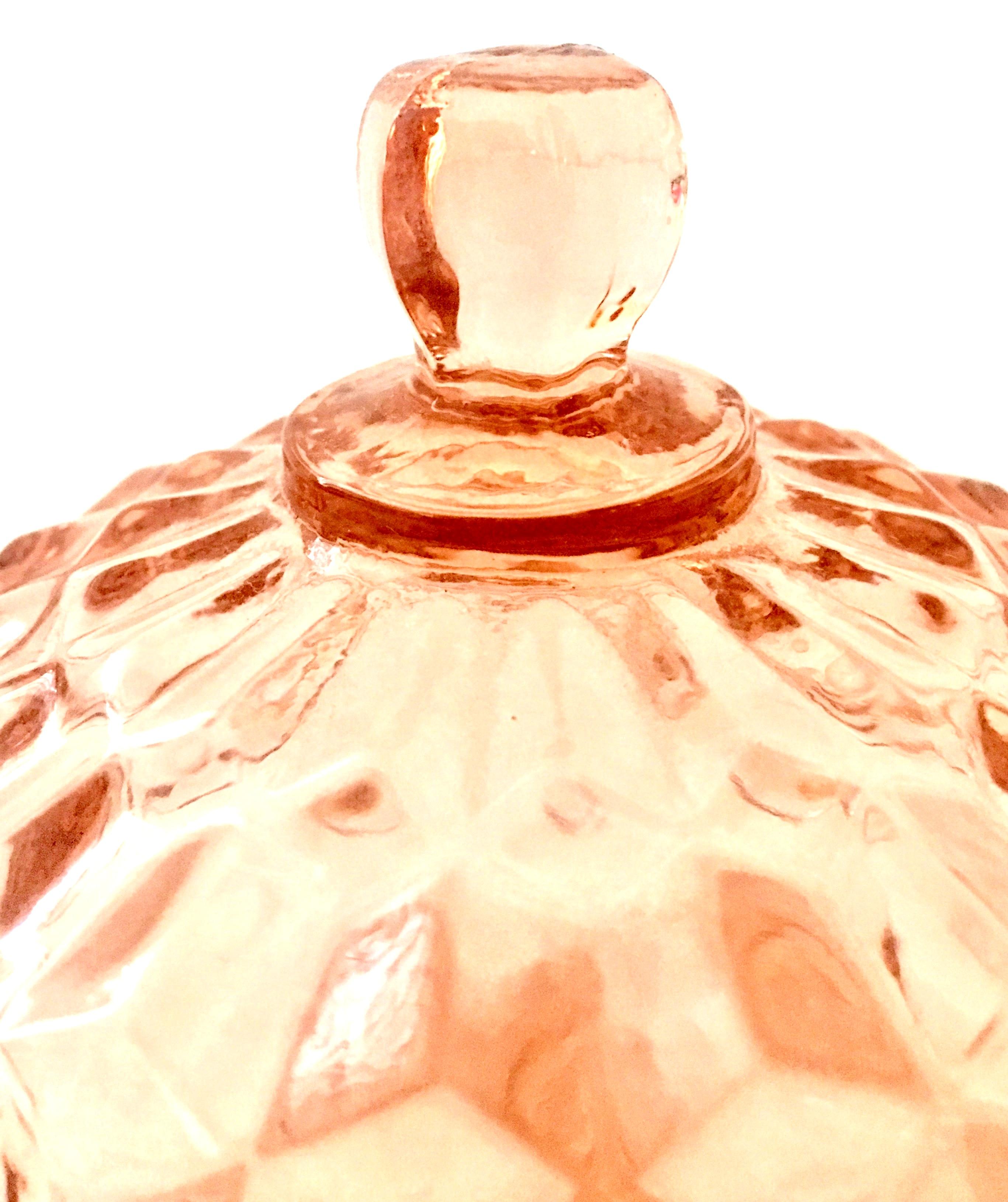 1920s American Depression Glass Diamond Cut Lidded Jars, Set of 2 For Sale 8