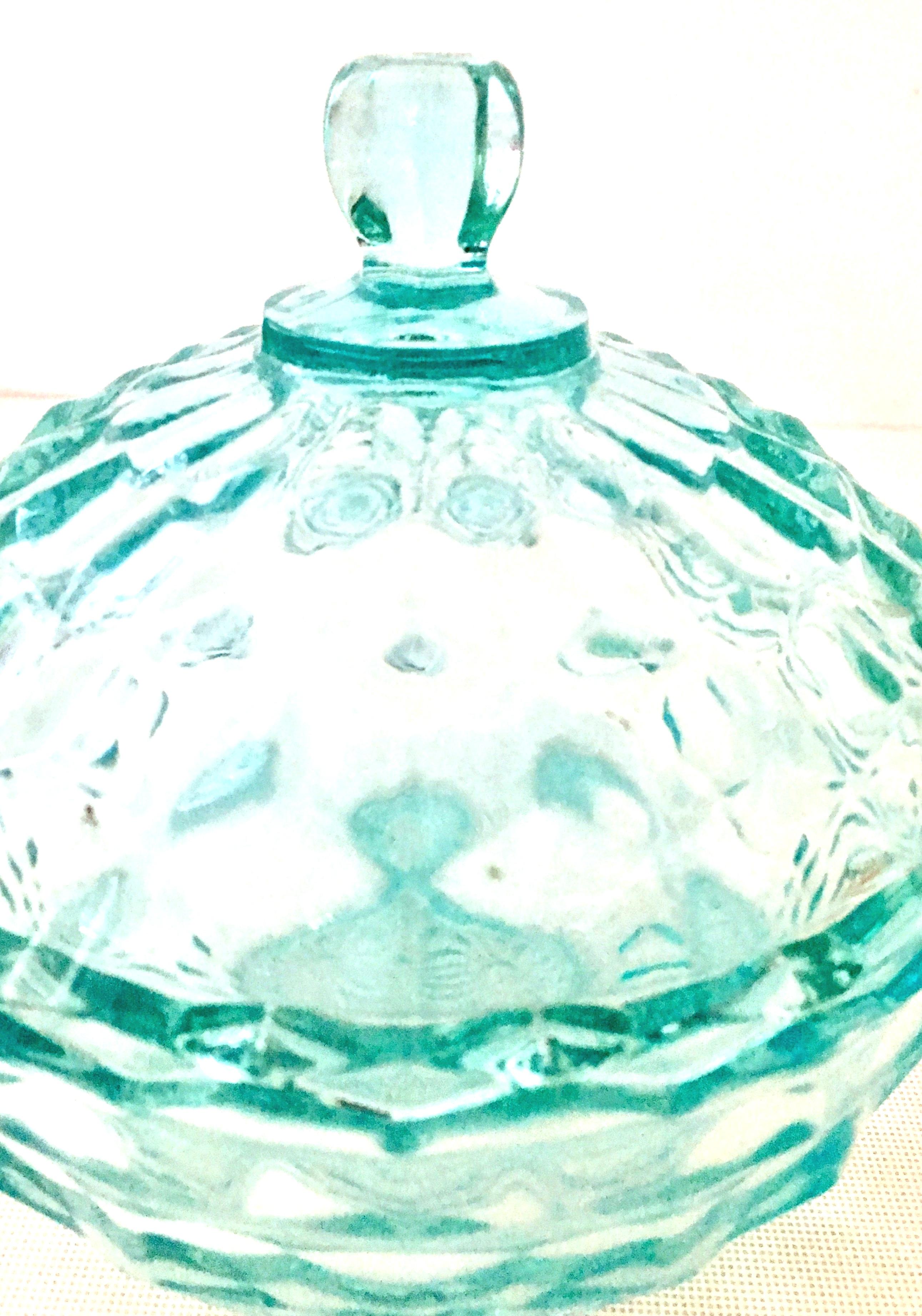 20th Century 1920'S American Depression Glass Diamond Cut Lidded Jars, S/2
