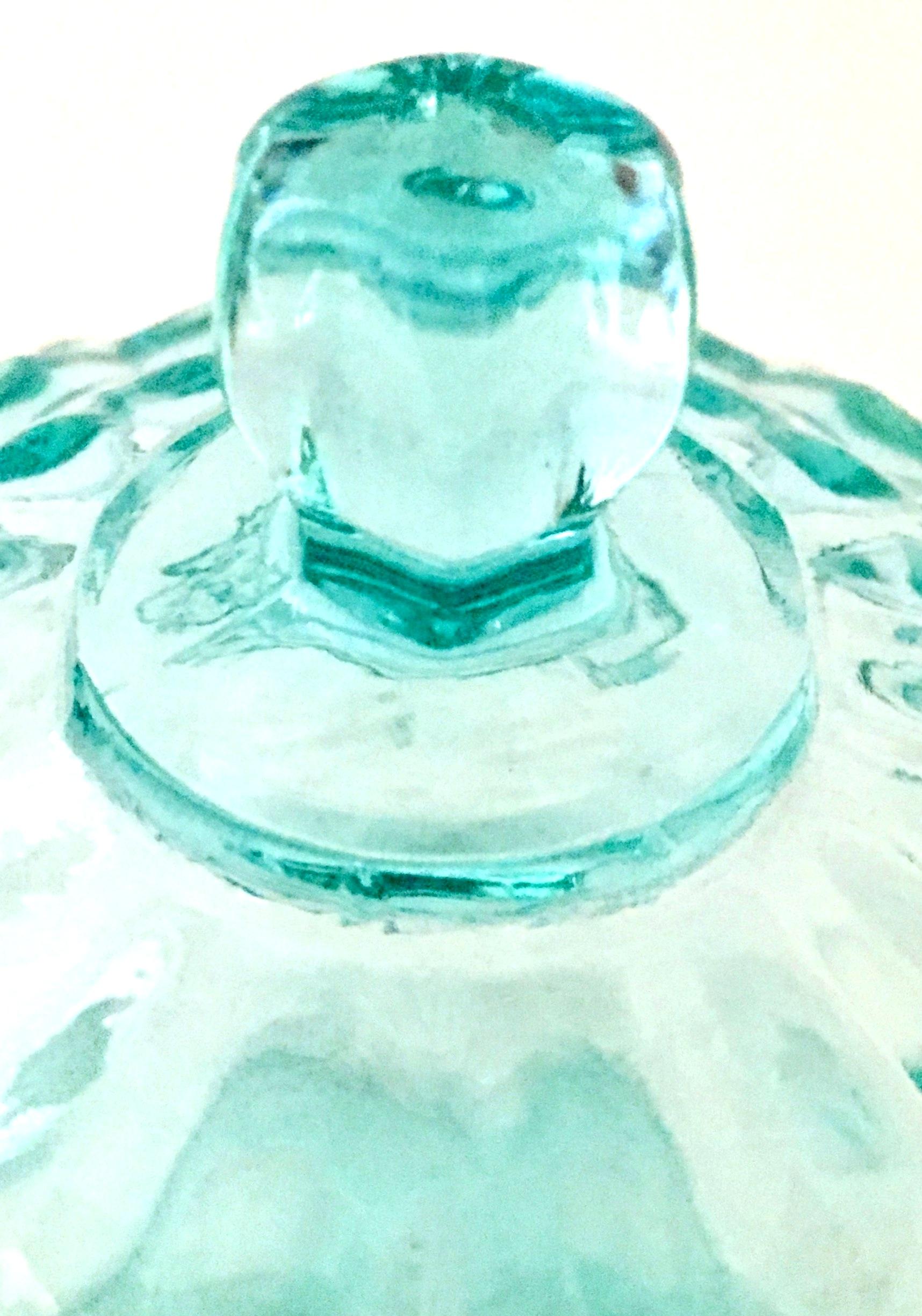 1920'S American Depression Glass Diamond Cut Lidded Jars, S/2 1