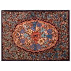 Tapis  capuche amricain des annes 1920 ( 2''6 x 3''6 - 76 x 107 )