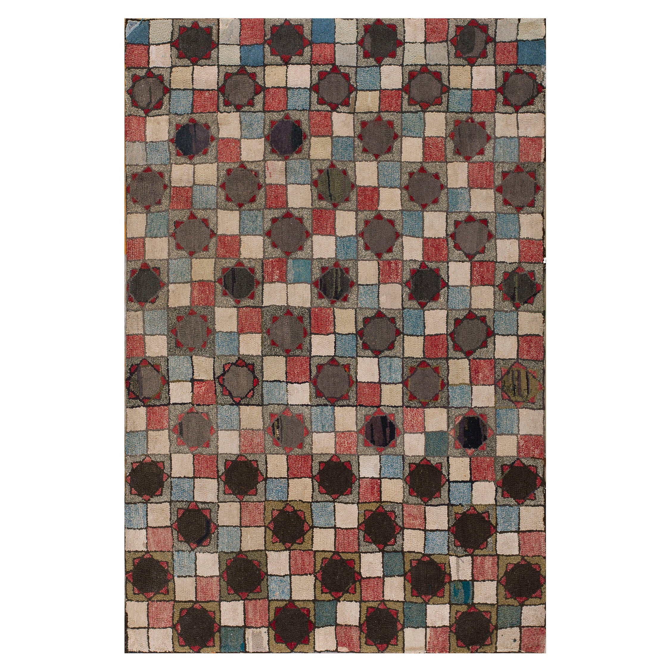 Tappeto americano con ganci degli anni '20 ( 4'4'' x 6'6'' - 132 x 198 )