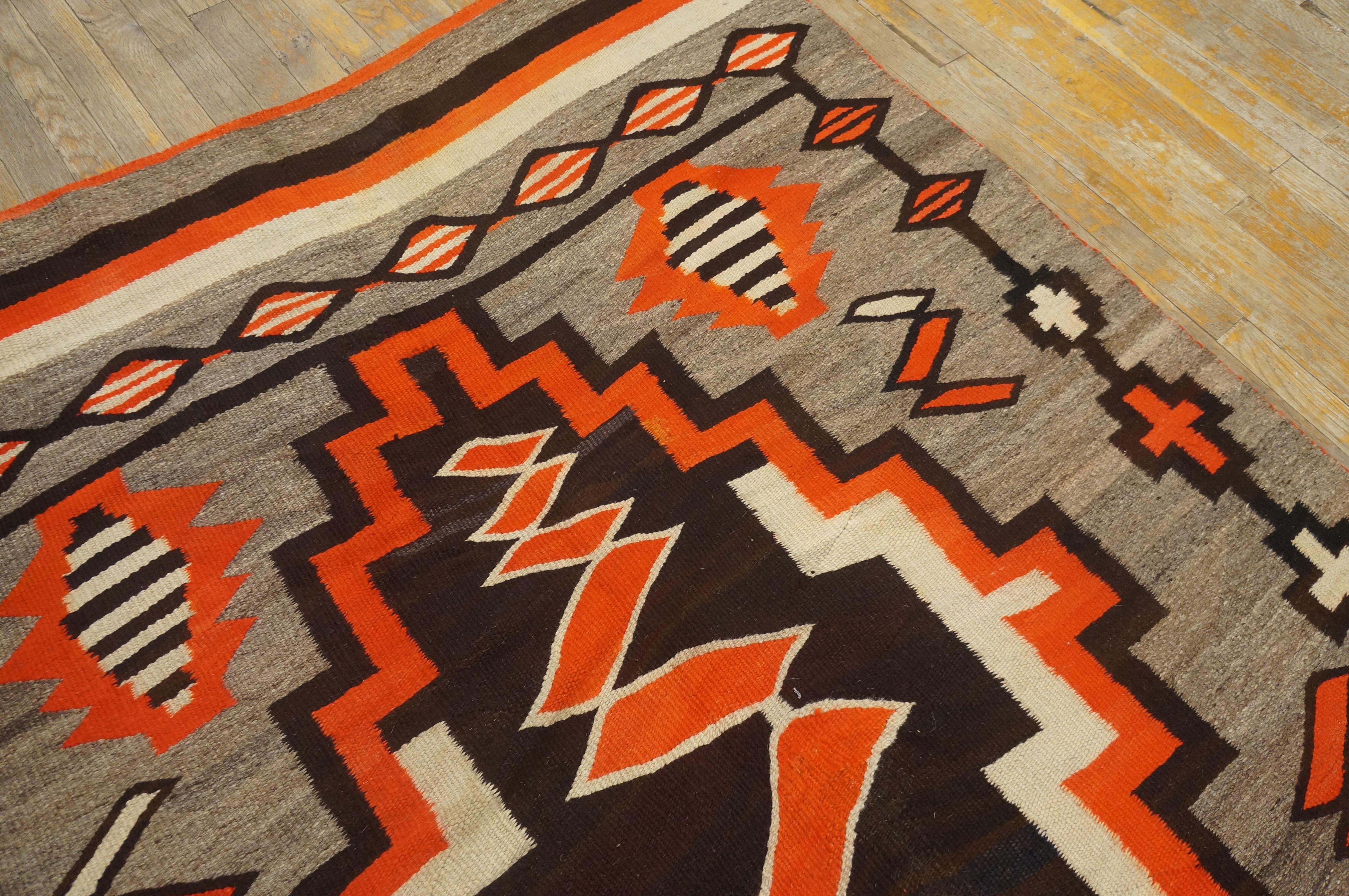 1920s American Navajo Carpet with Storm Pattern ( 4' 8