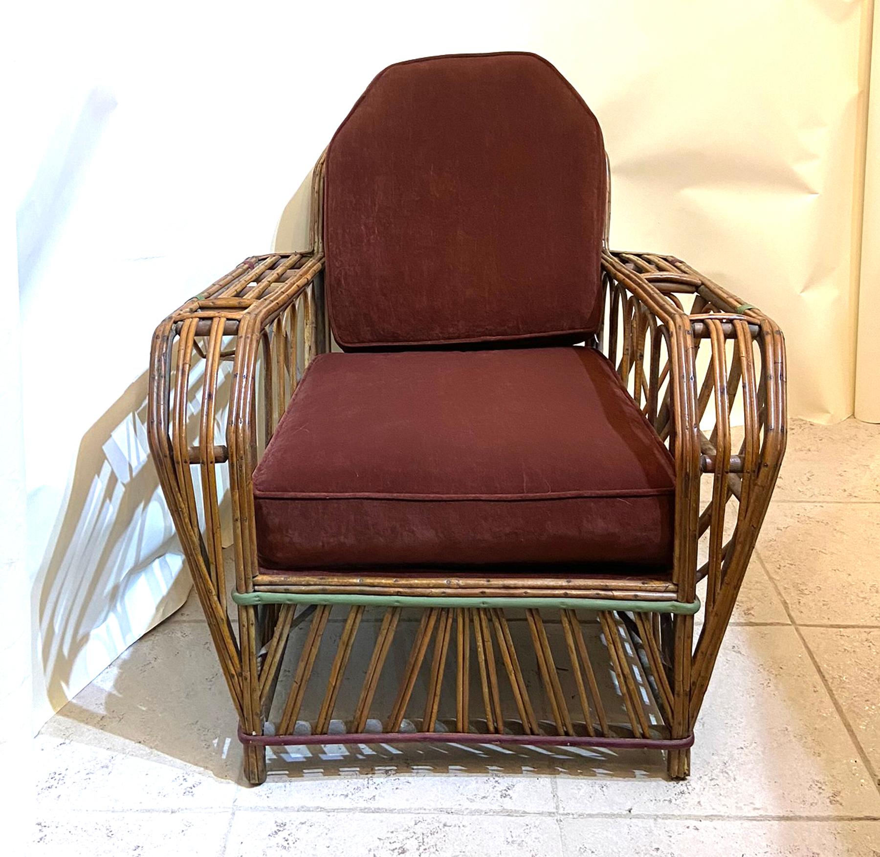 Art Deco 1920s American Split Reed Chairs, a Pair