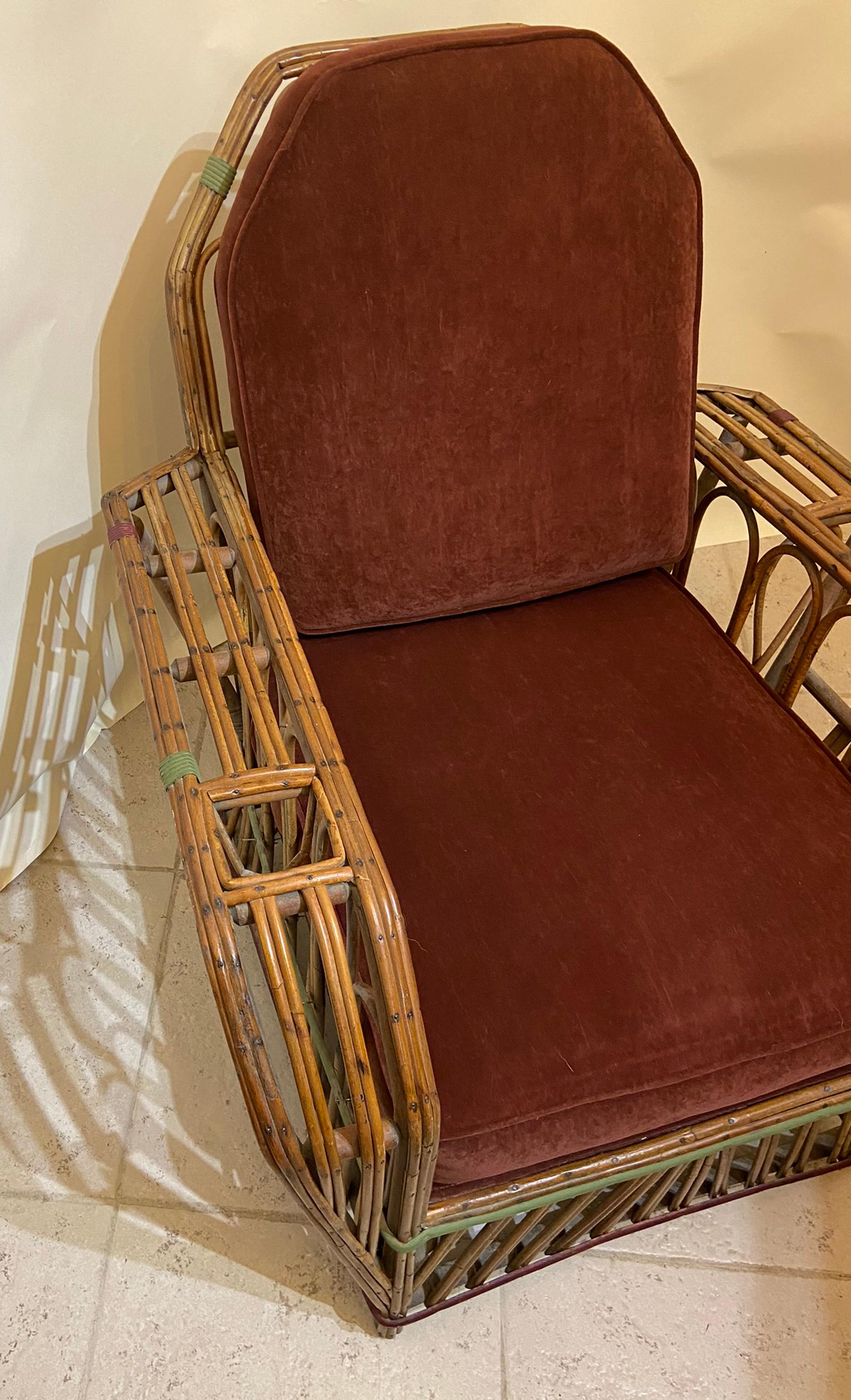 1920s American Split Reed Chairs, a Pair In Good Condition In West Palm Beach, FL